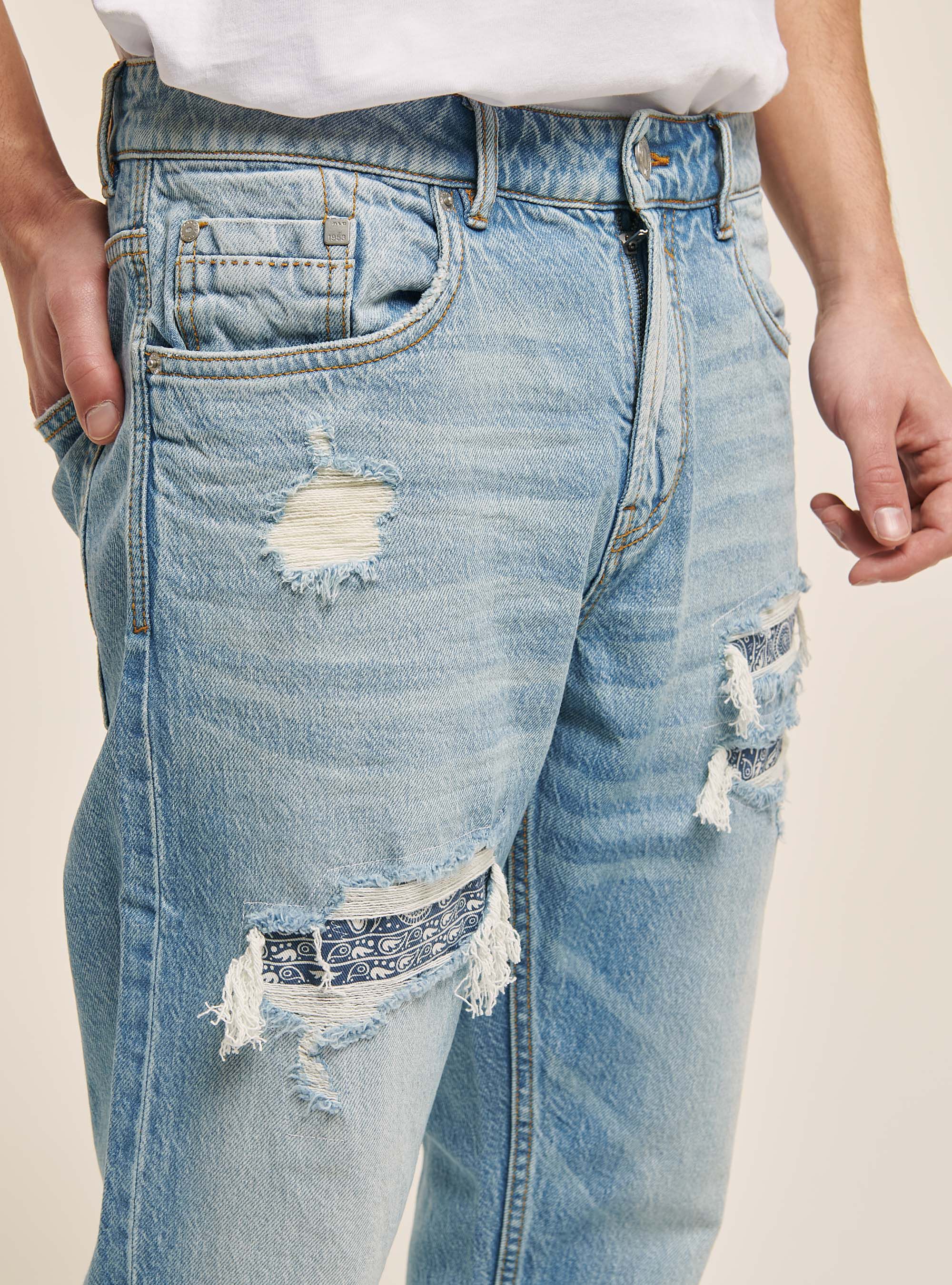 Vaqueros Slim Fit de algod&oacute;n, AZUL