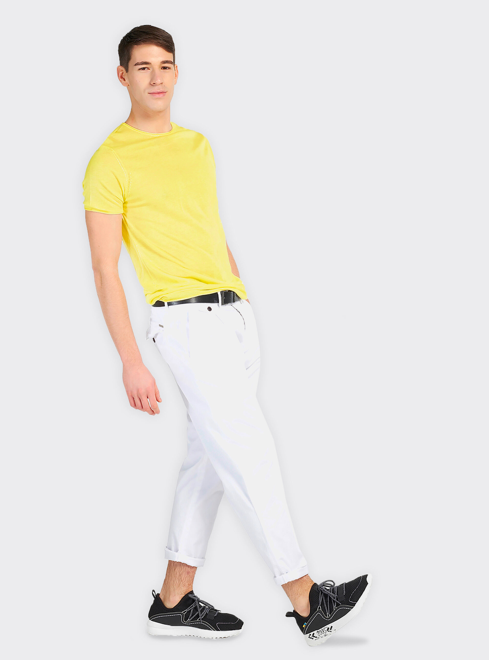 Pure and soft cotton round neck short-sleeved, C785 YELLOW