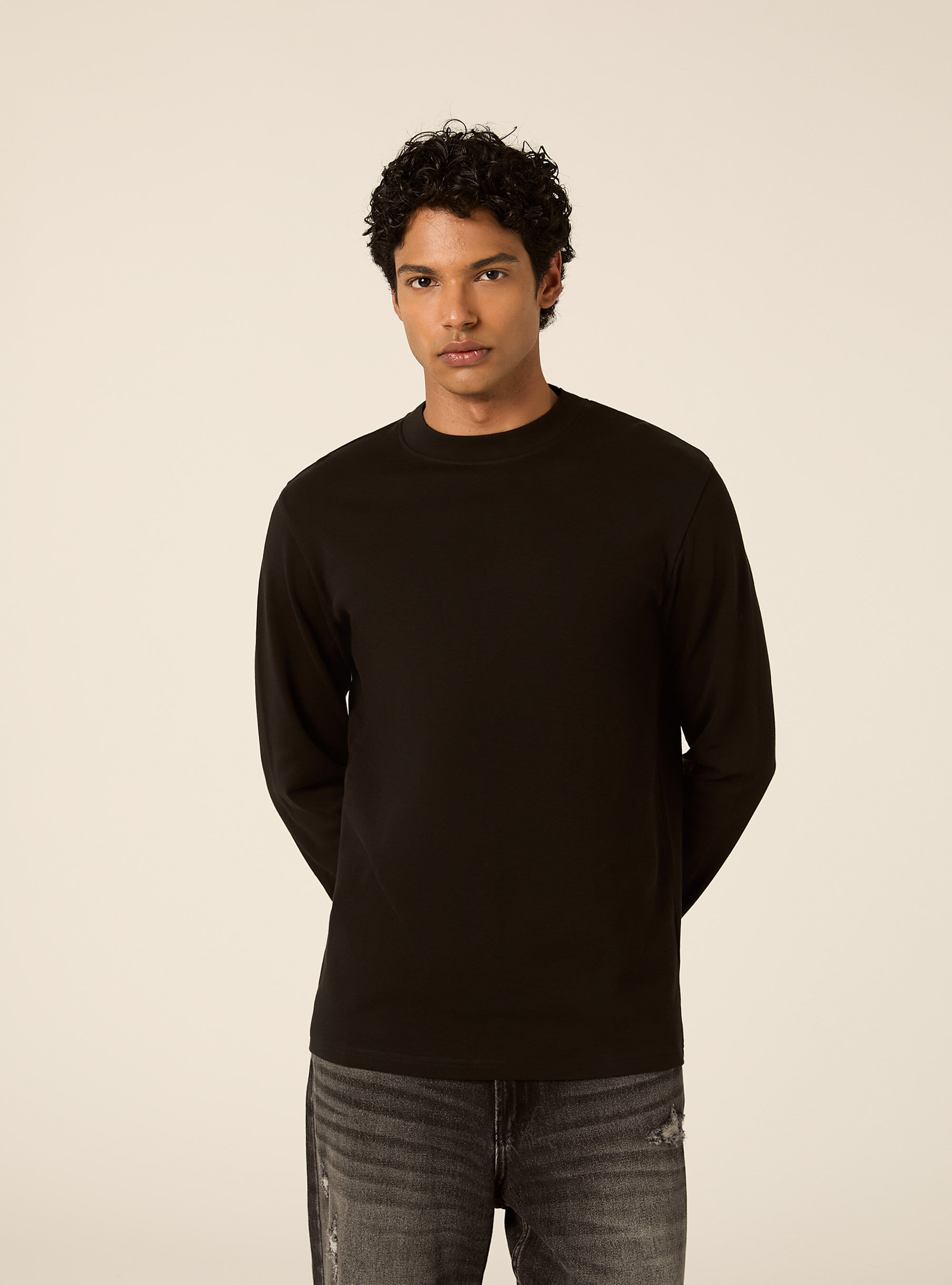 Maglia girocollo maniche lunghe interlock