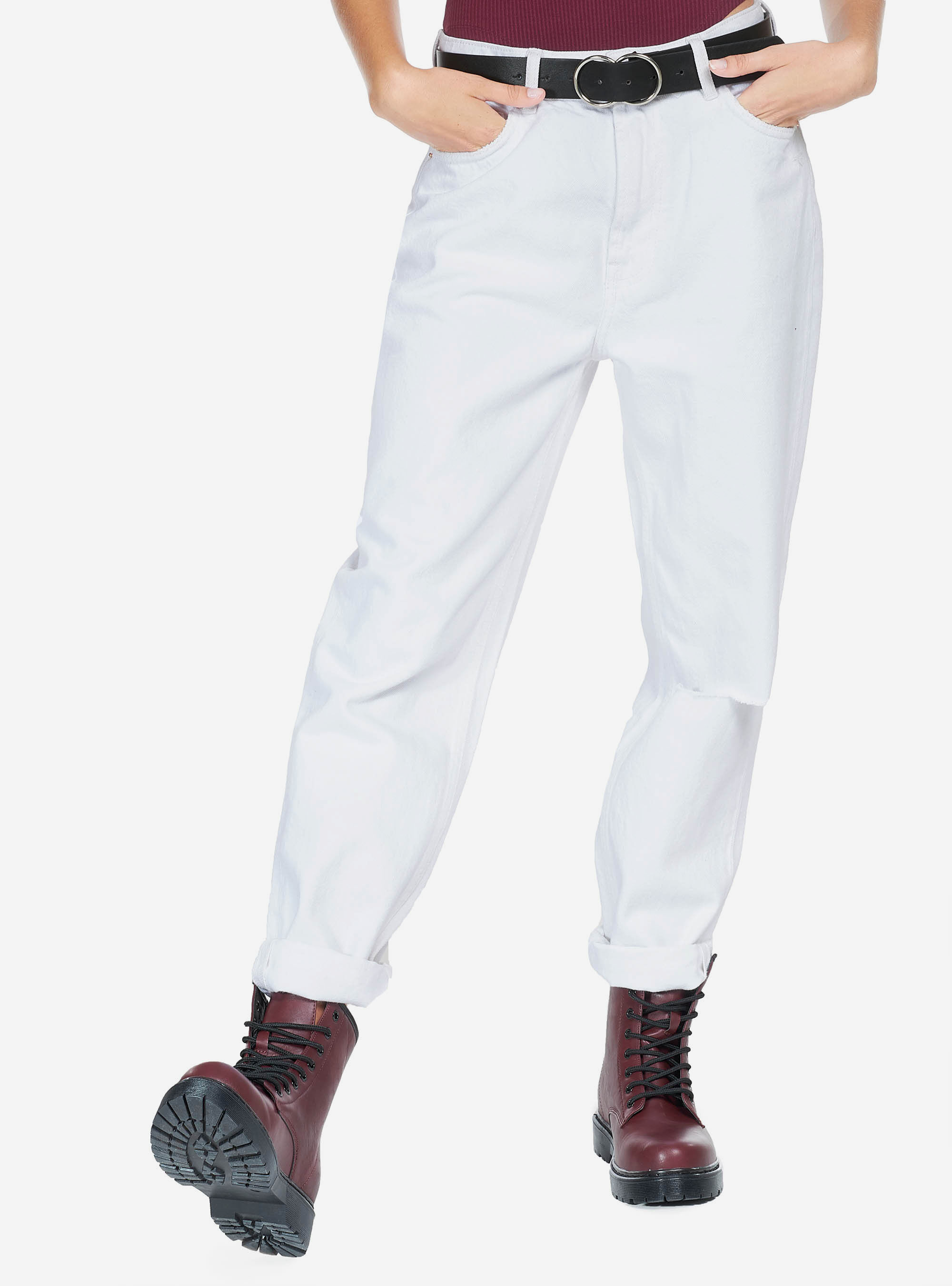 Jeans mom fit enjoy life, BIANCO