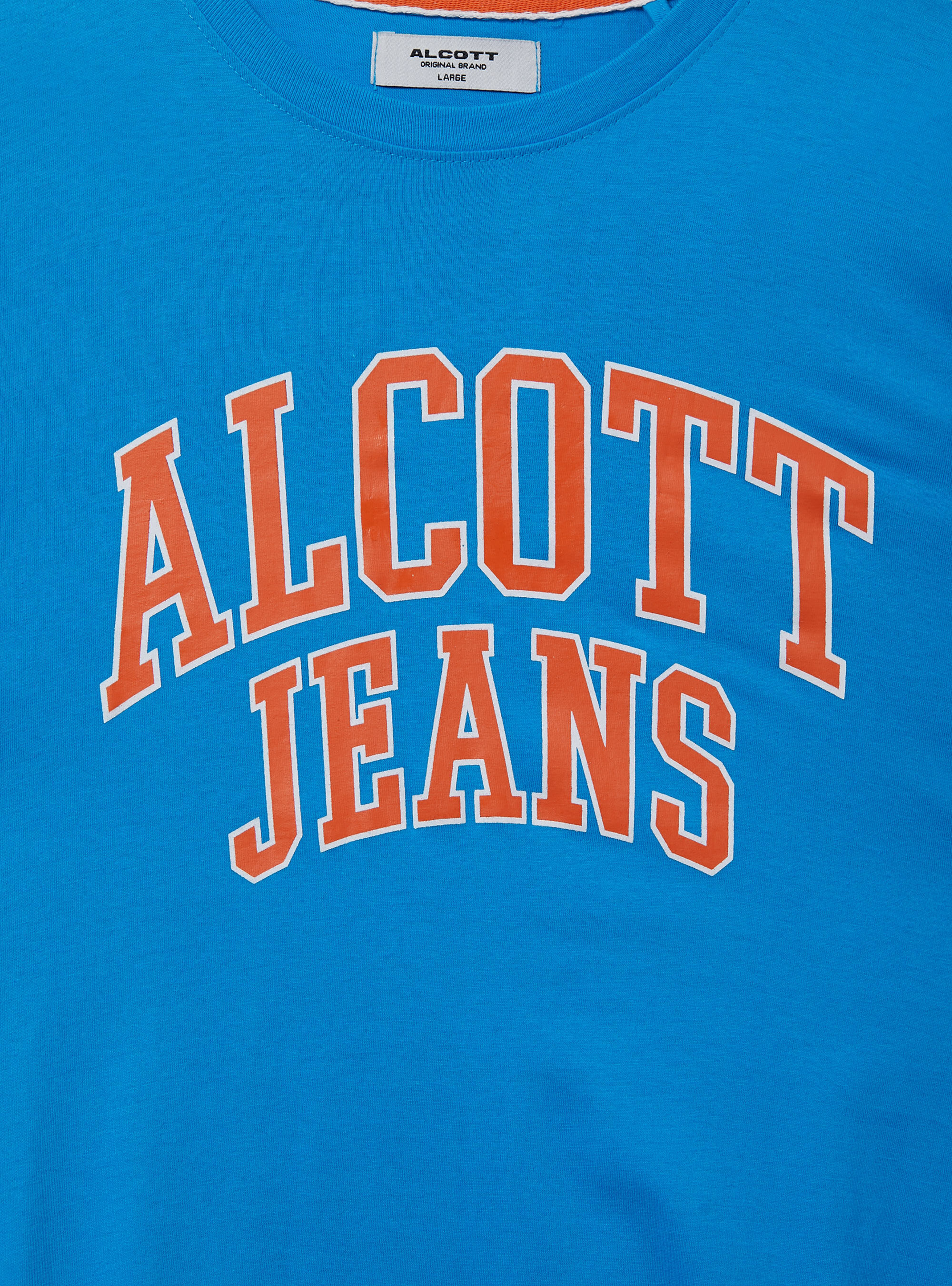 T-shirt en coton avec imprim&eacute;, C2330 AZZURRE