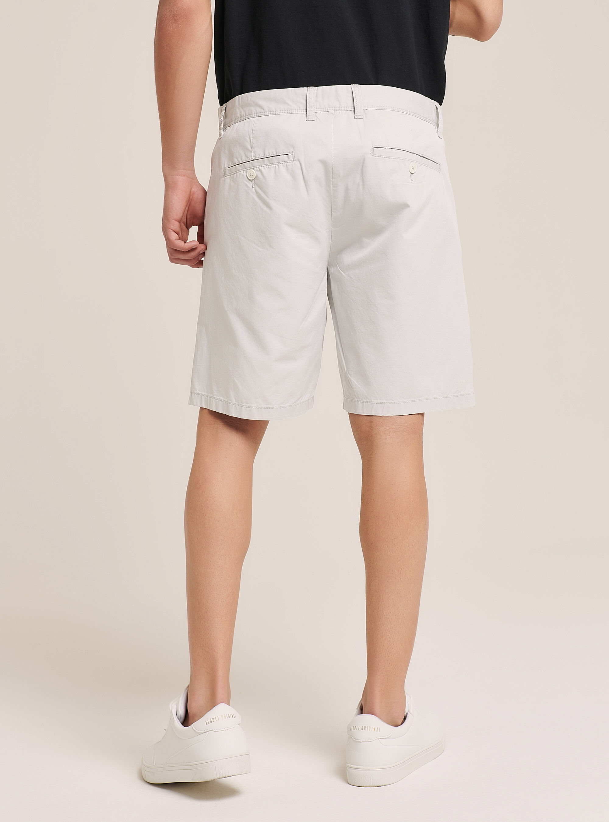 Bermudas de sarga de ajuste liso, WH2 WHITE
