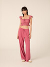 Crepe top with ruffles, PK1 PINK DARK