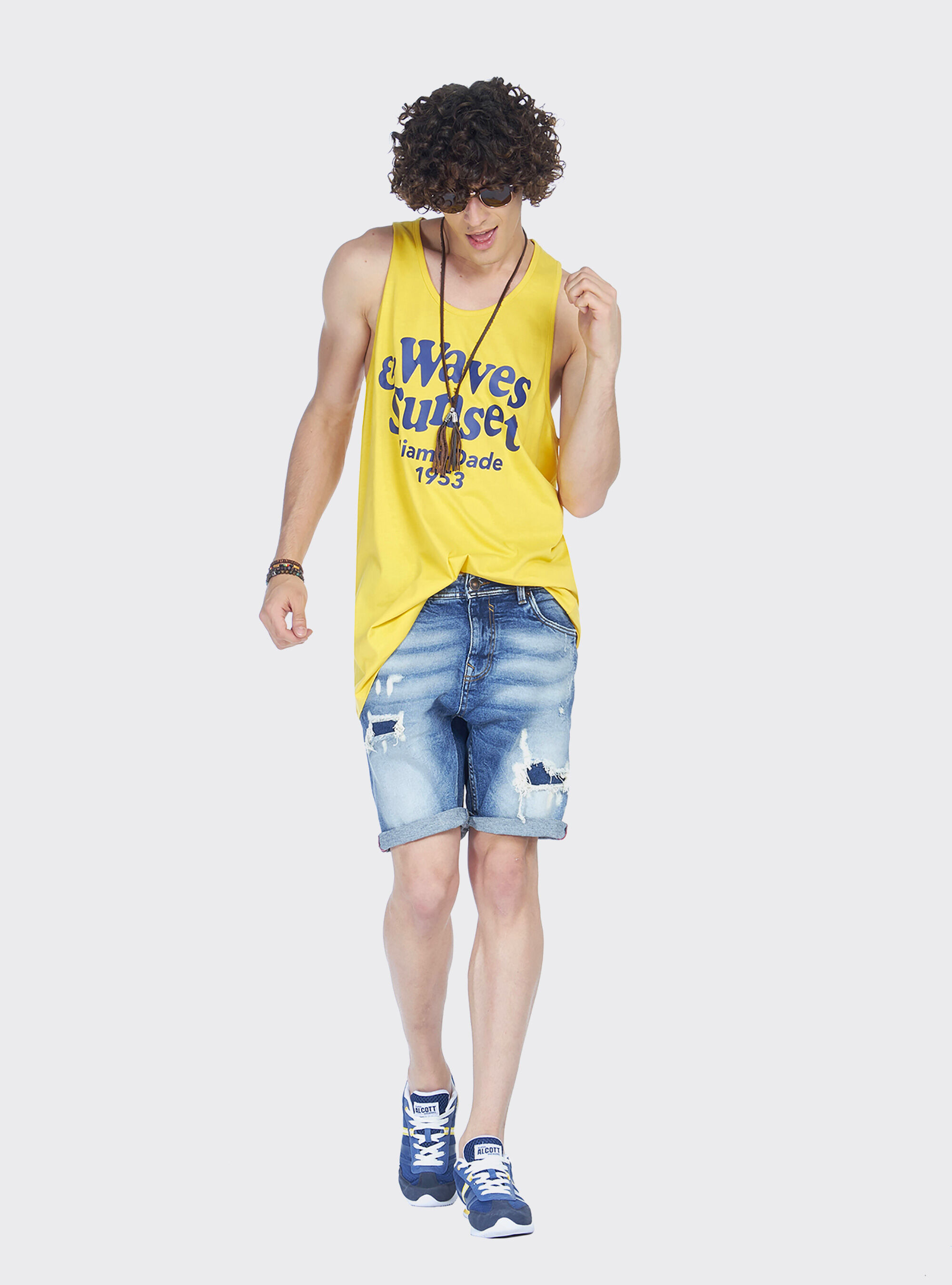 Canotta long e oversize fit con stampa lettering, C7713 YELLOW