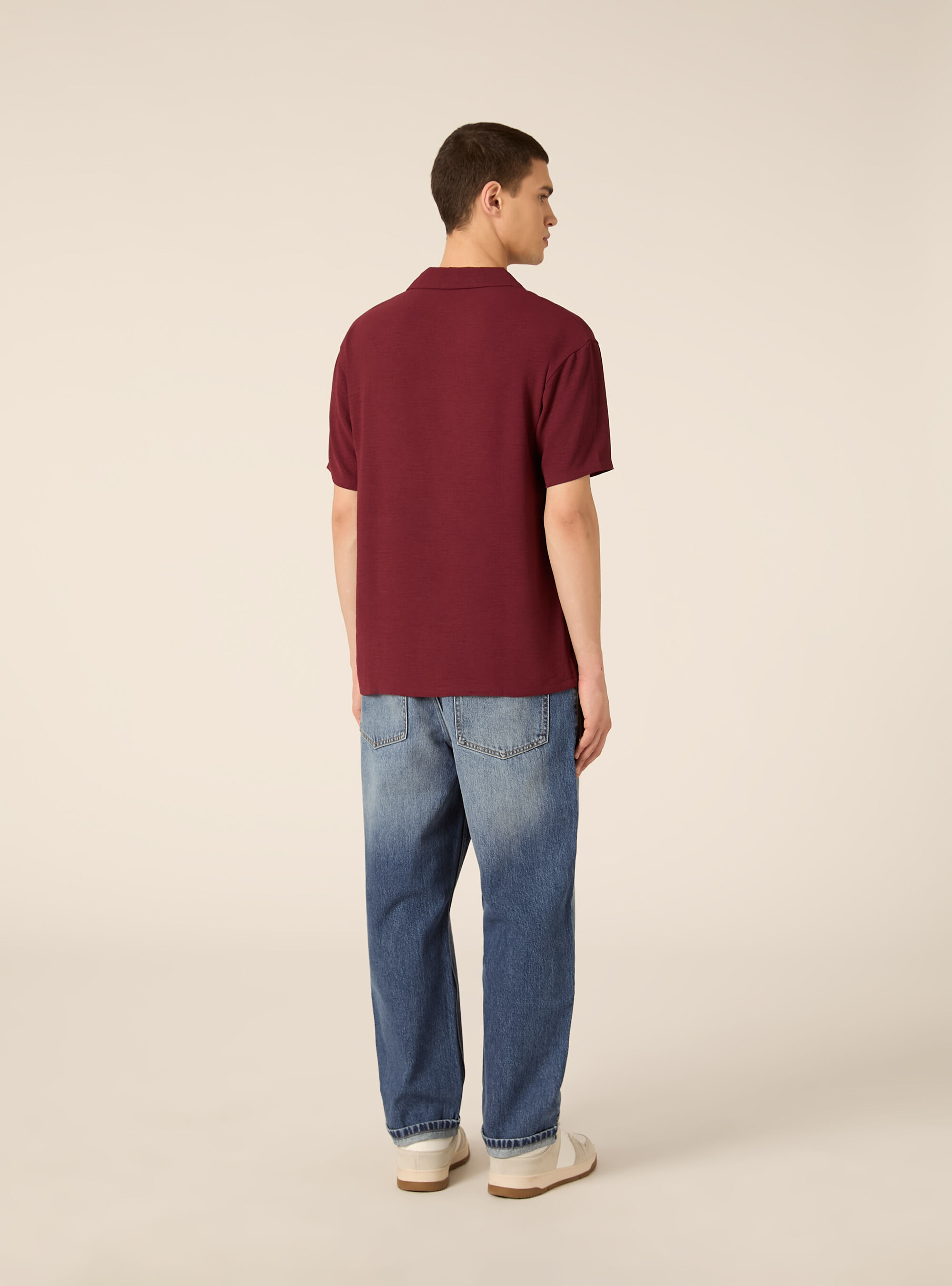 Polo basica in crepe, BO2 BORDEAUX MEDIUM