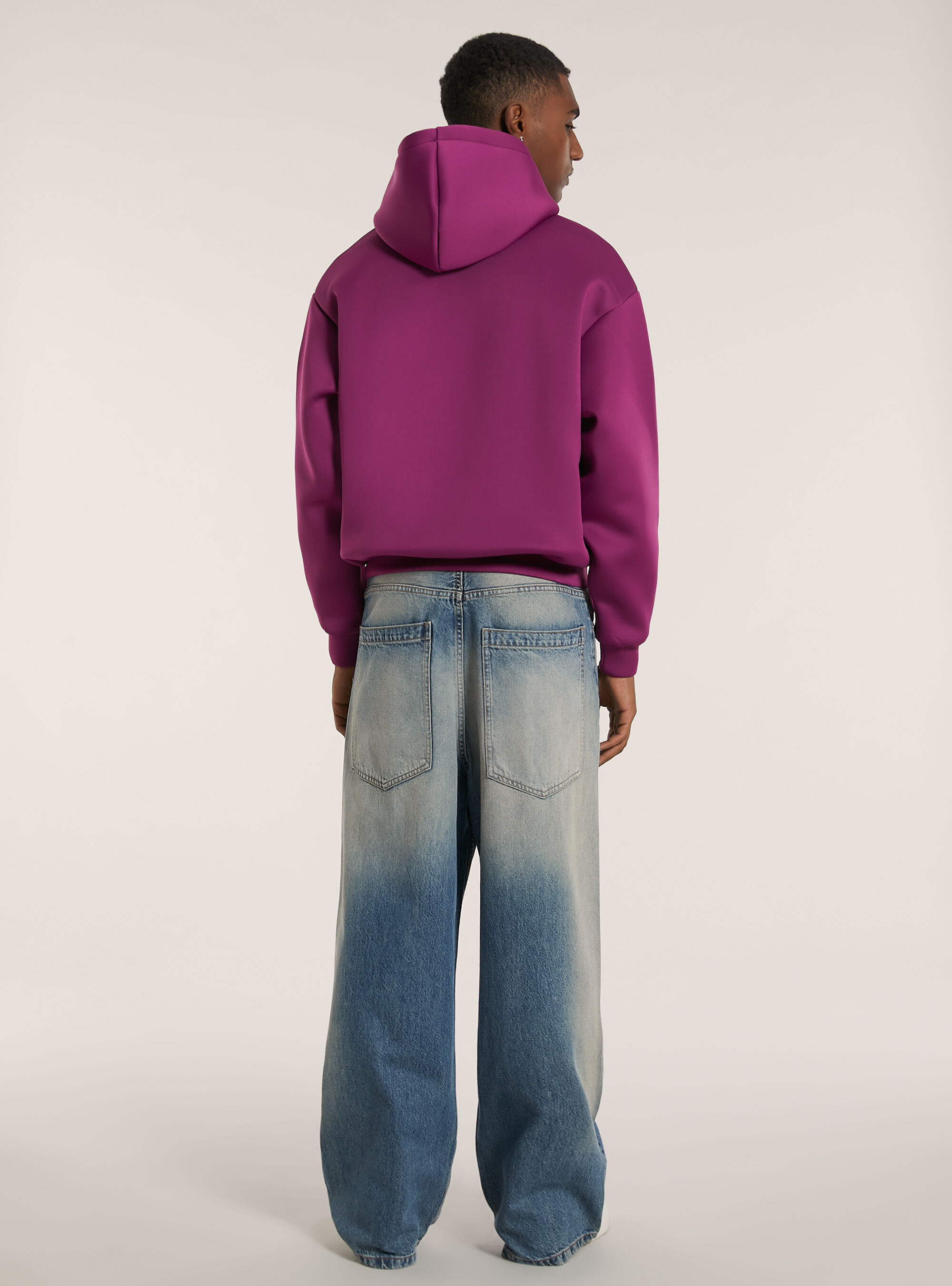 Felpa boxy fit in tessuto neoprene, VI2 VIOLET MEDIUM