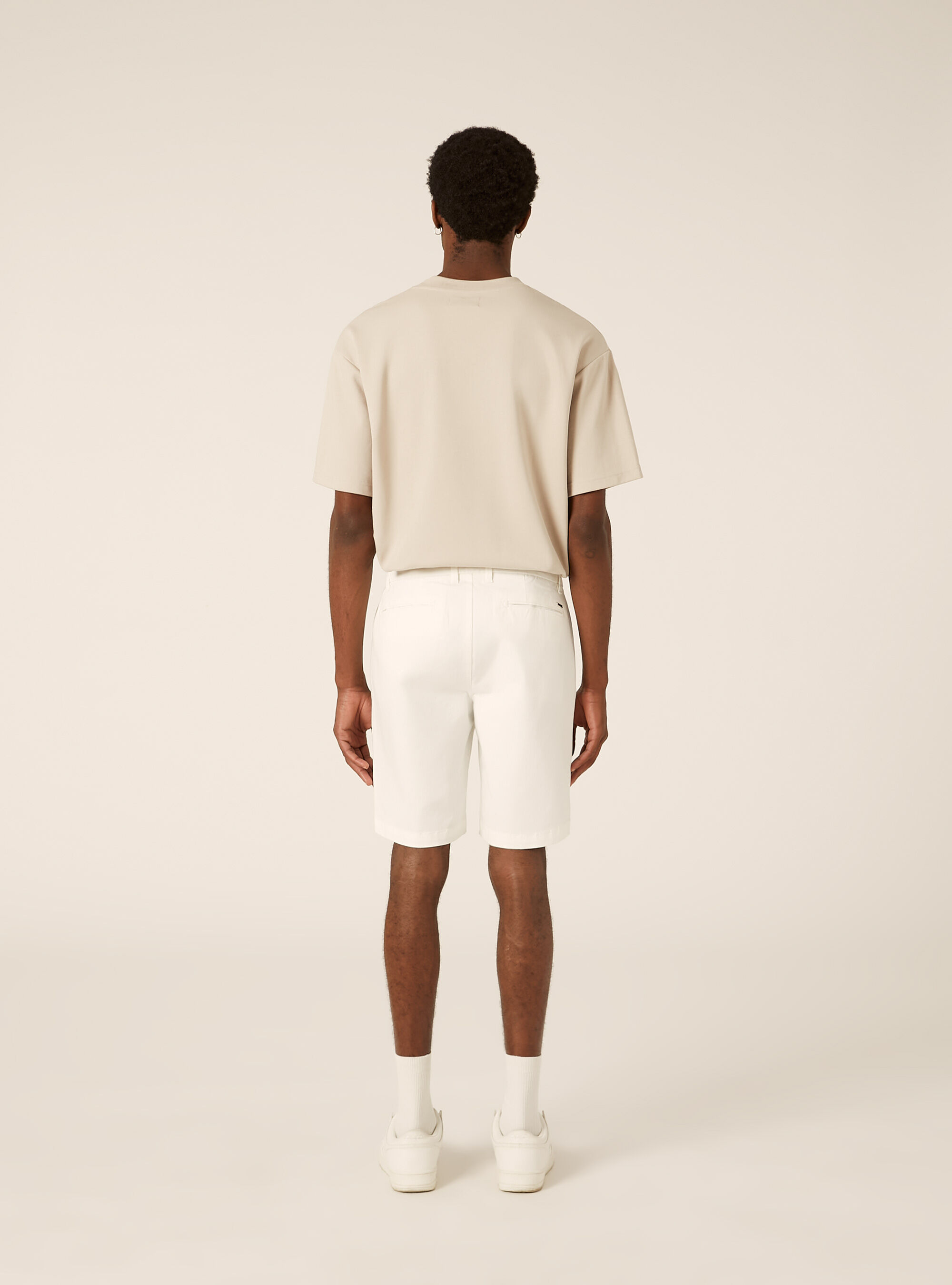 Bermuda in twill elasticizzato basico, WH1 OFF WHITE