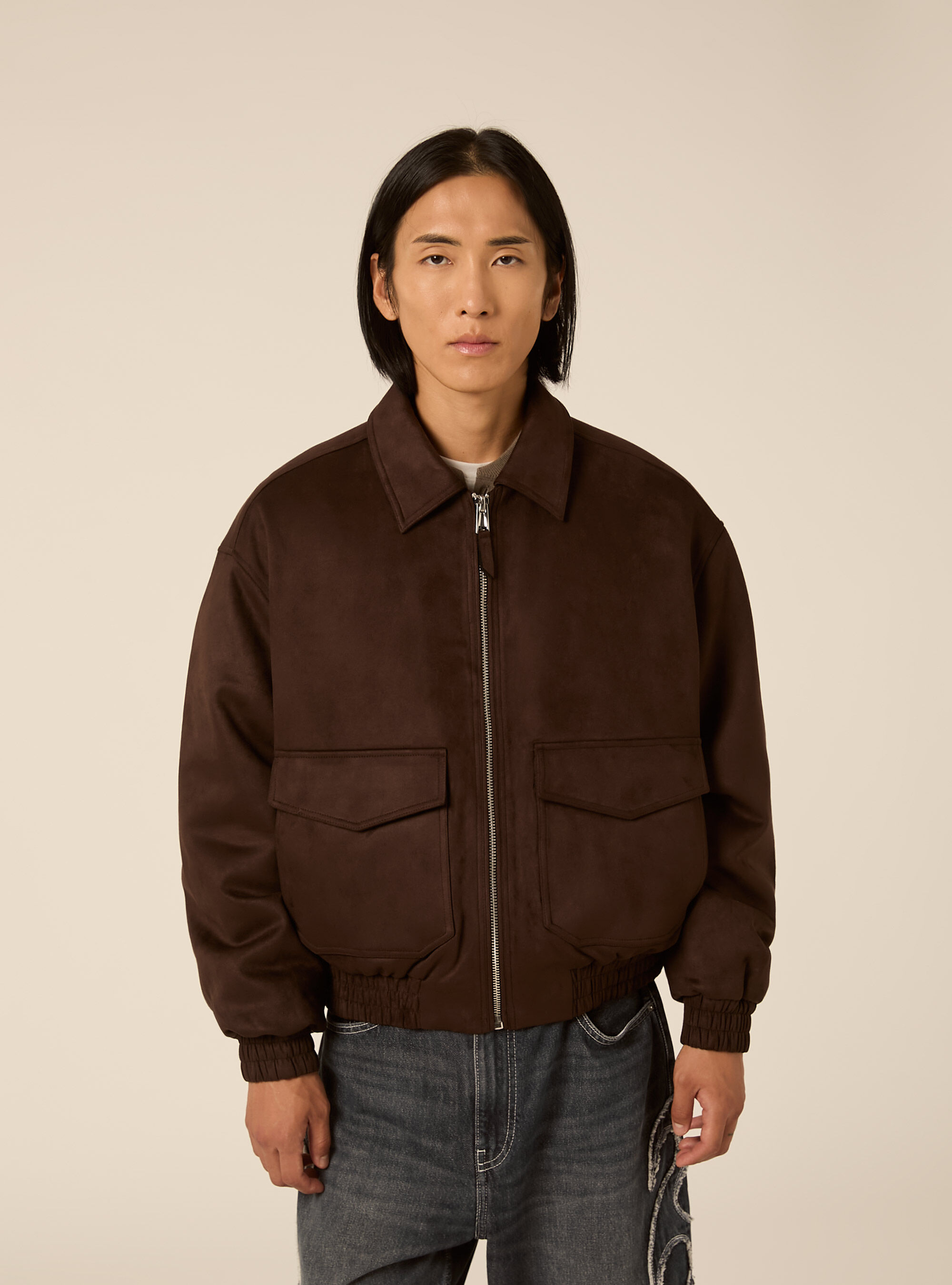 Bomber effetto camoscio boxy fit