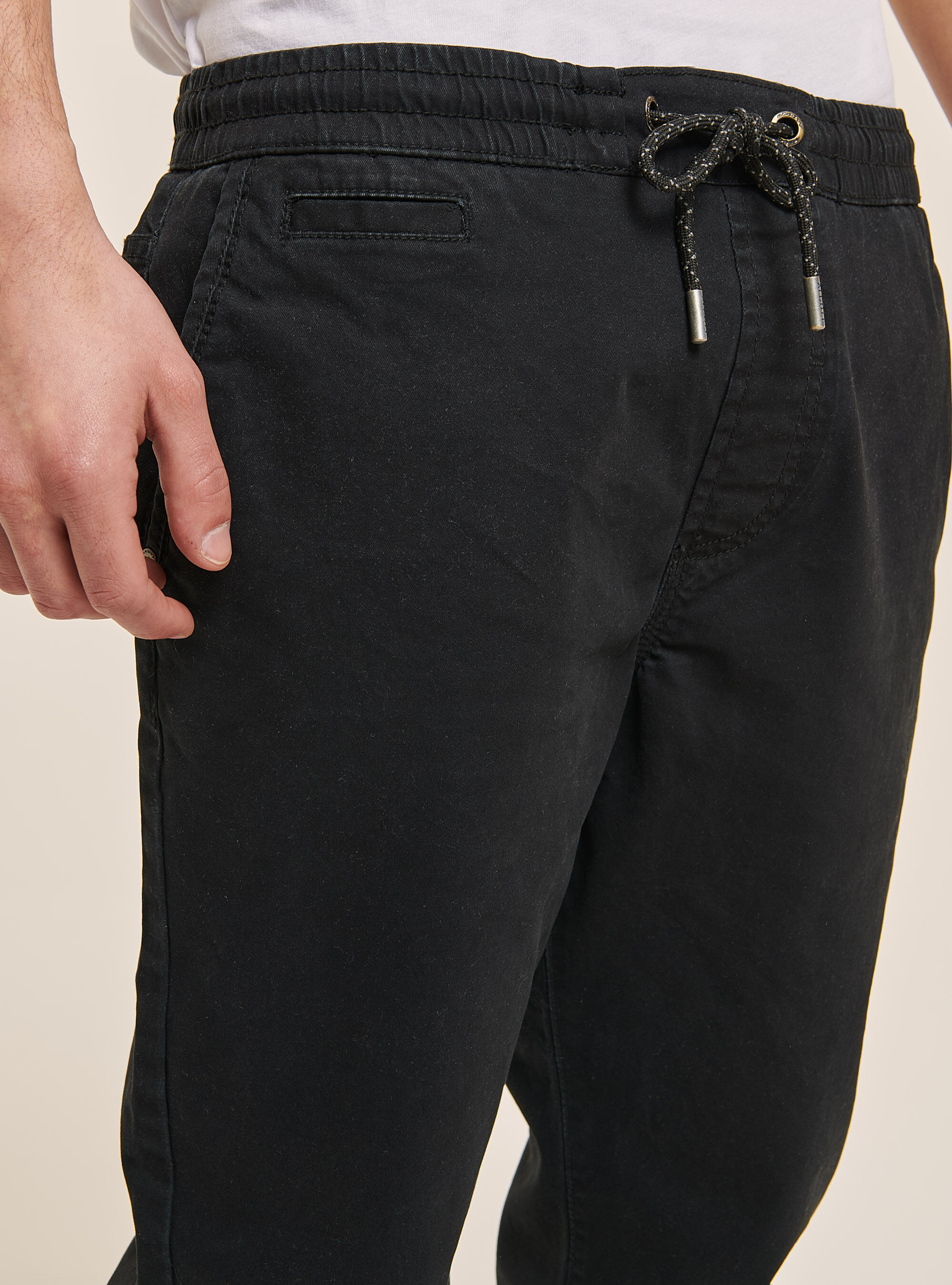 Pantaloni jogger in cotone con elastico e coulisse