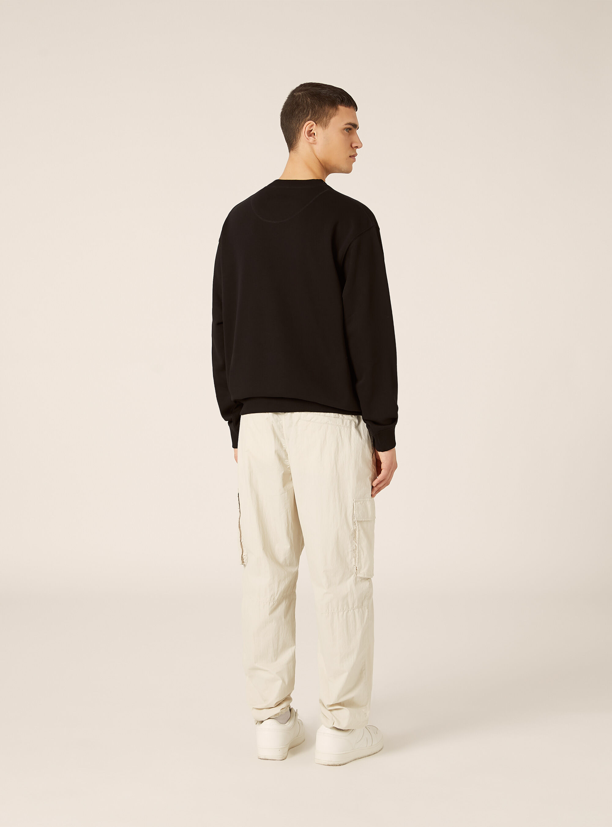 Boxy fit crew neck sweatshirt, BK1 BLACK