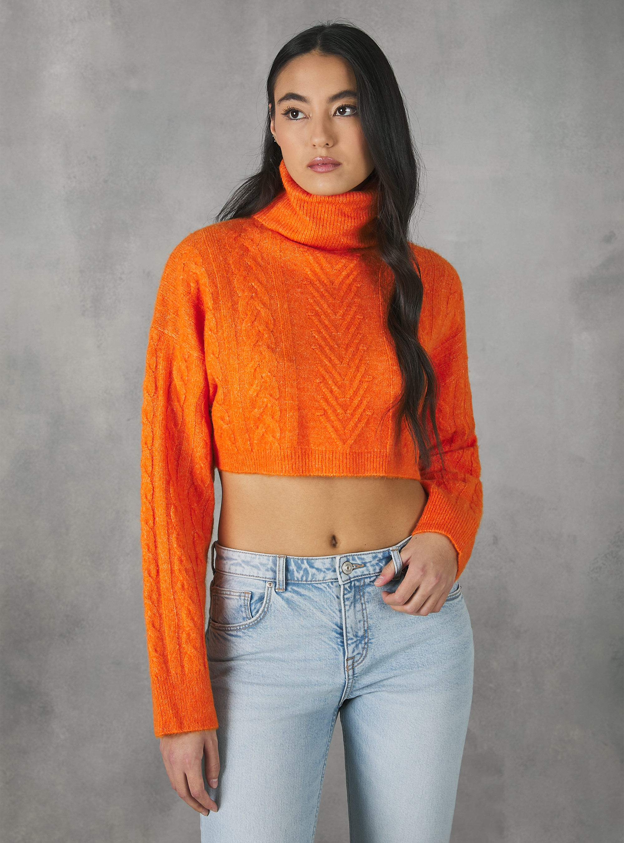 Cropped turtleneck pullover