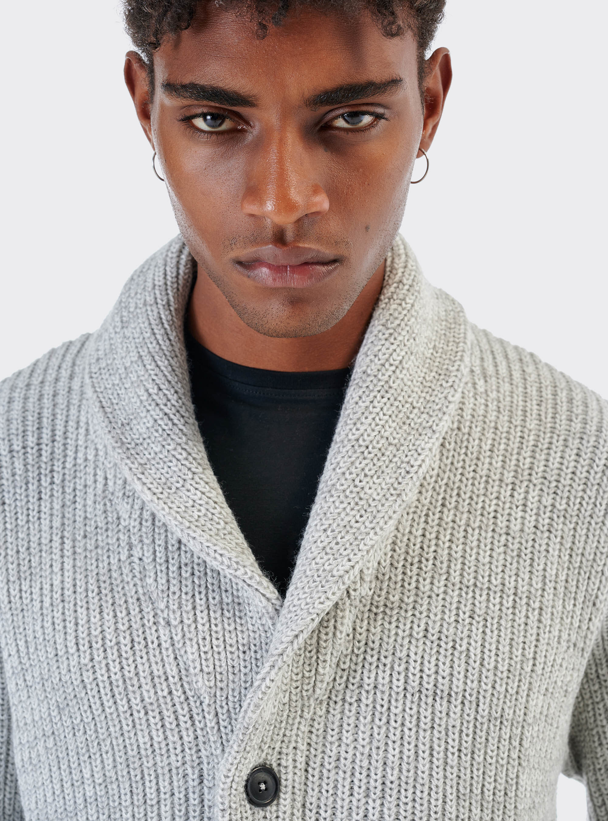 Wool blend cardigan pullover, C184 PEARL