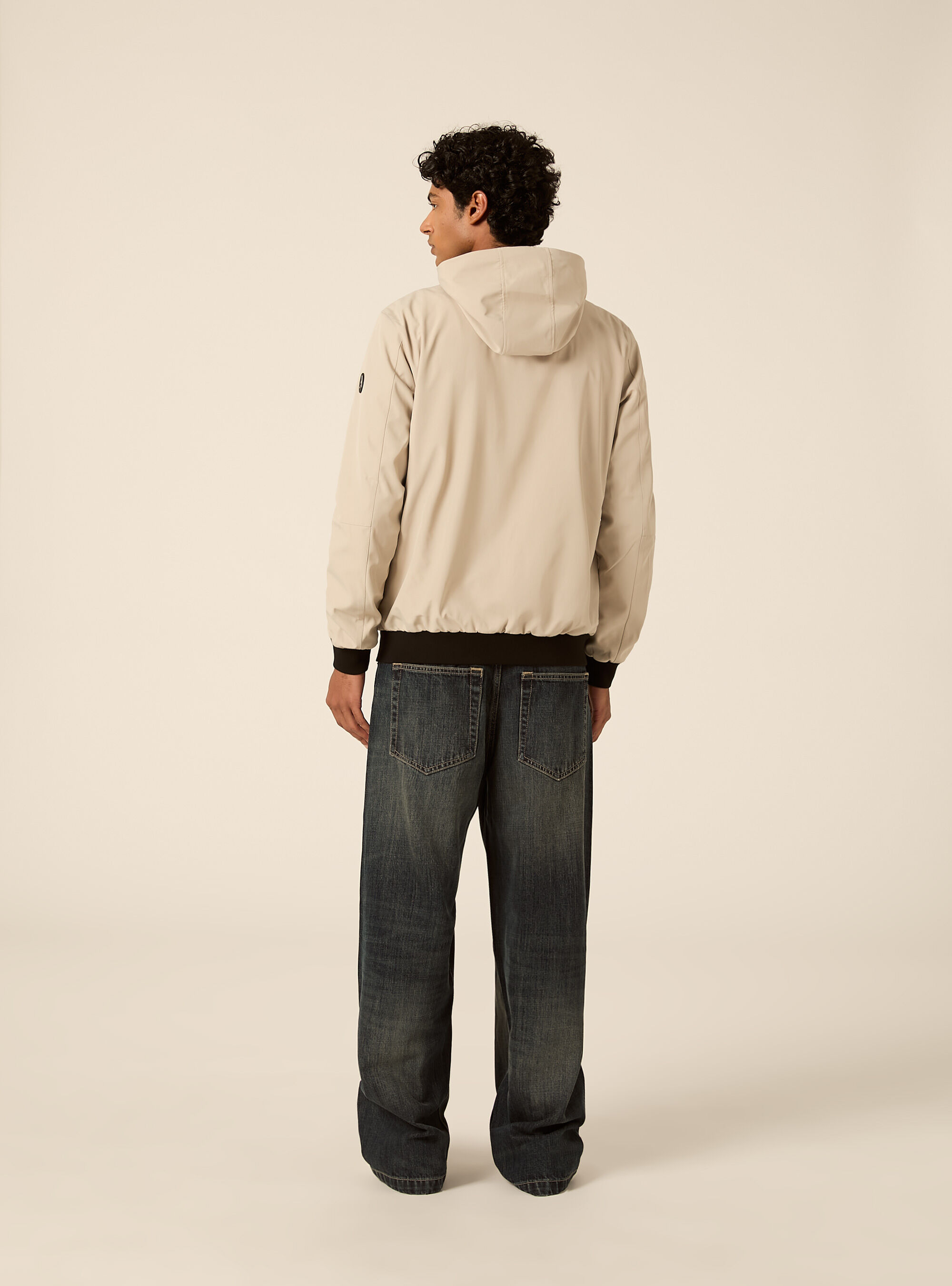 Bomber antivento con cappuccio, CR3 CREAM LIGHT