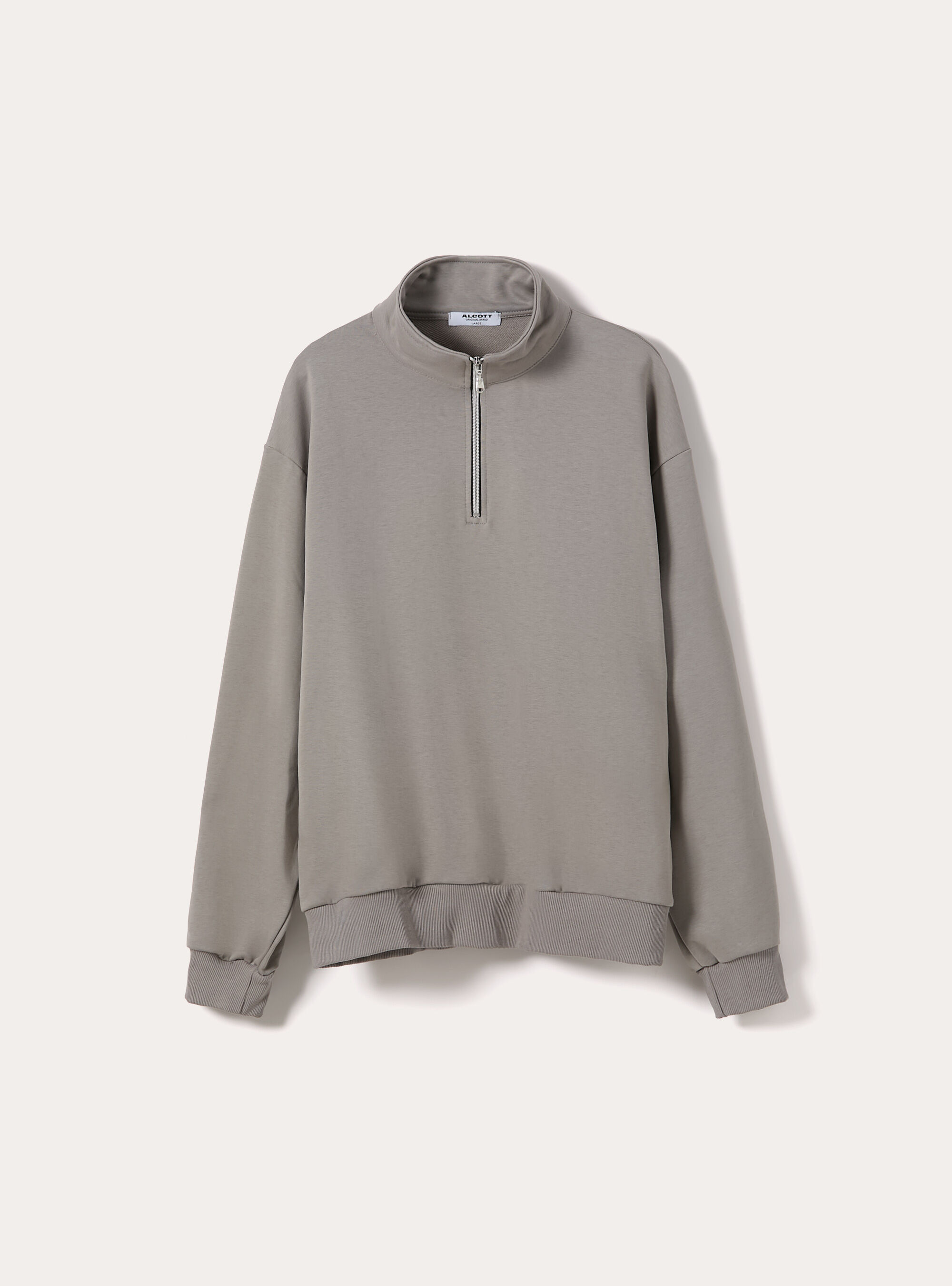 Felpa mezzo collo con zip boxy fit, GY2 GREY MEDIUM