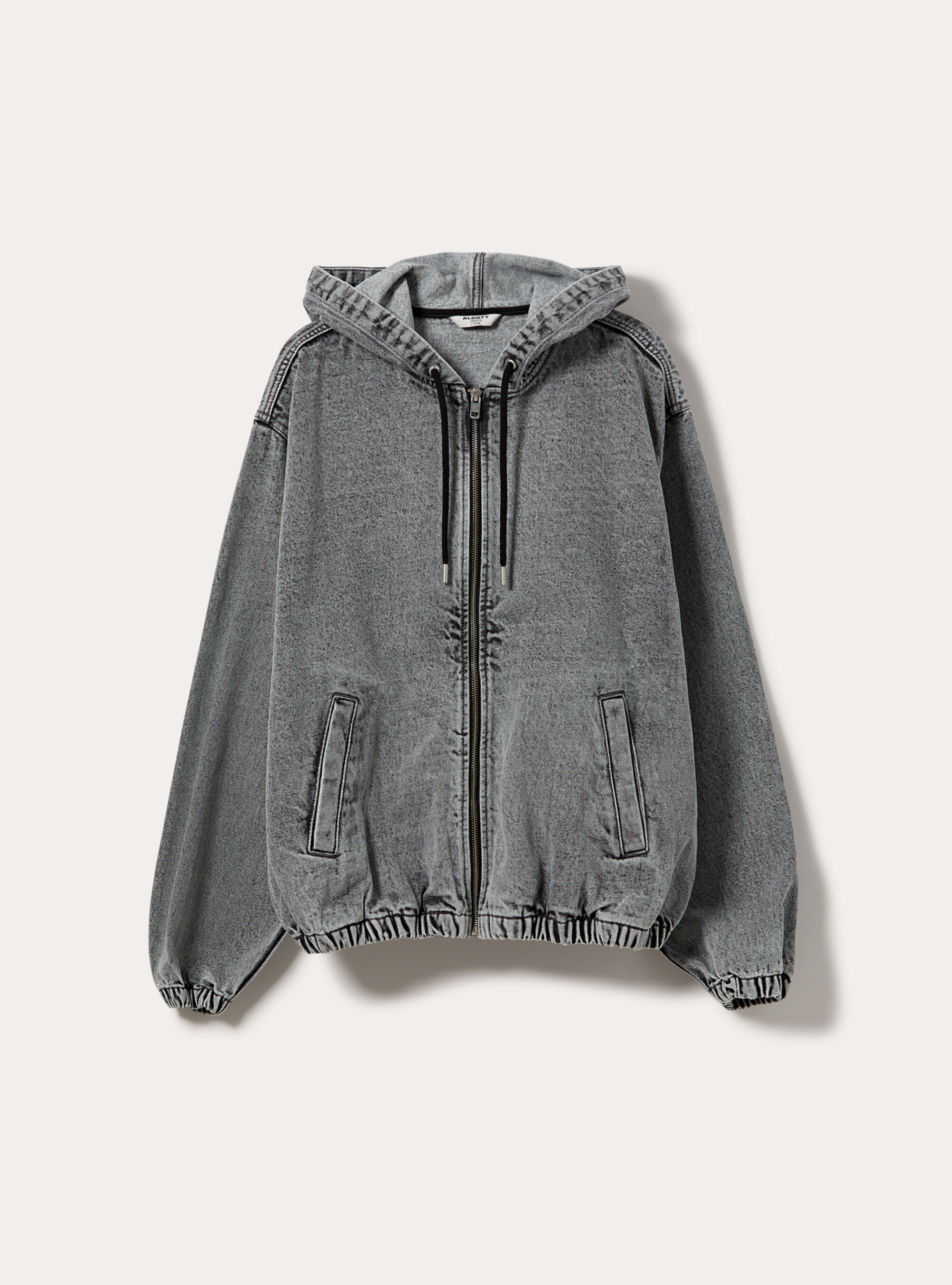 Giubbotto cappuccio in denim, D00G GREY
