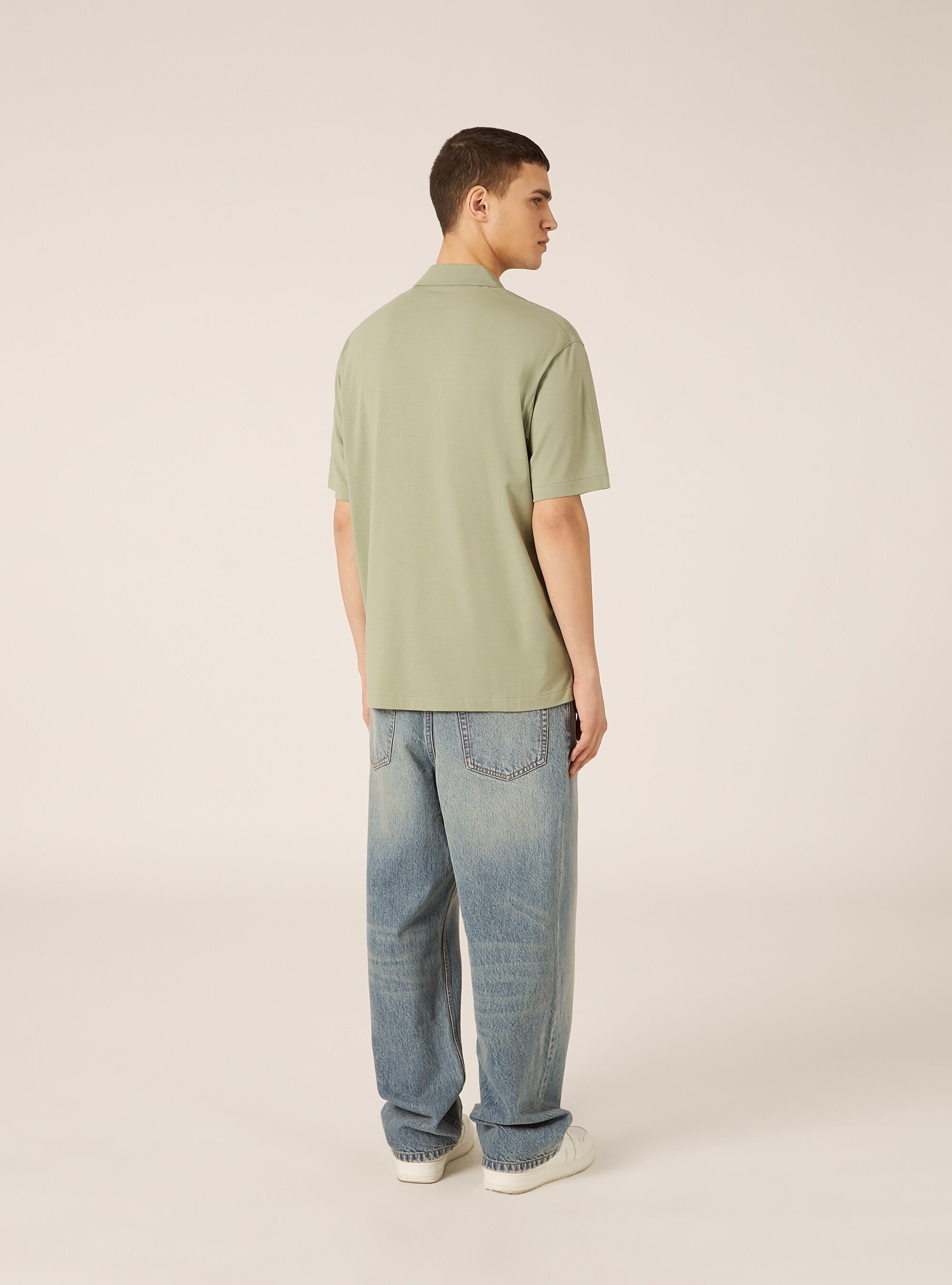 Polo mezza placchetta in jersey elasticizzato, KY2 KAKY MEDIUM