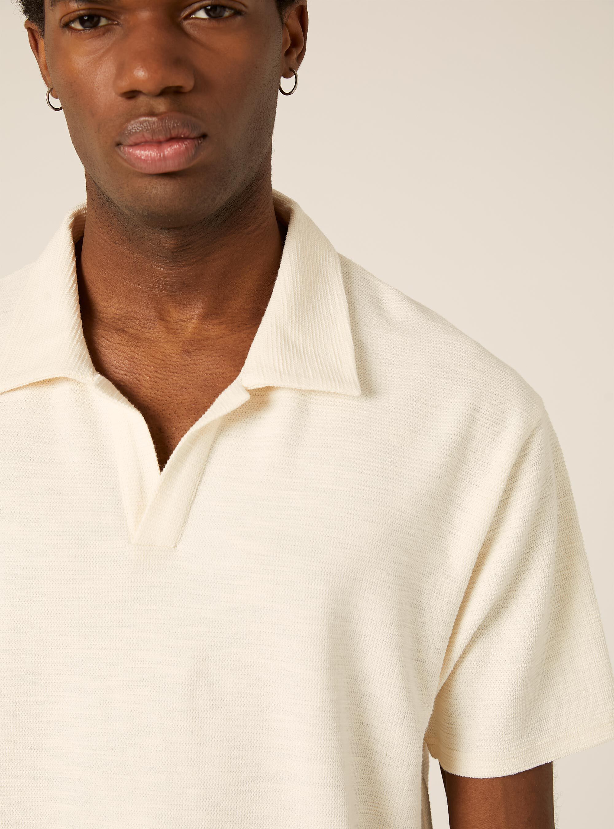 Waffle Knit Polo Shirt, WH2 WHITE