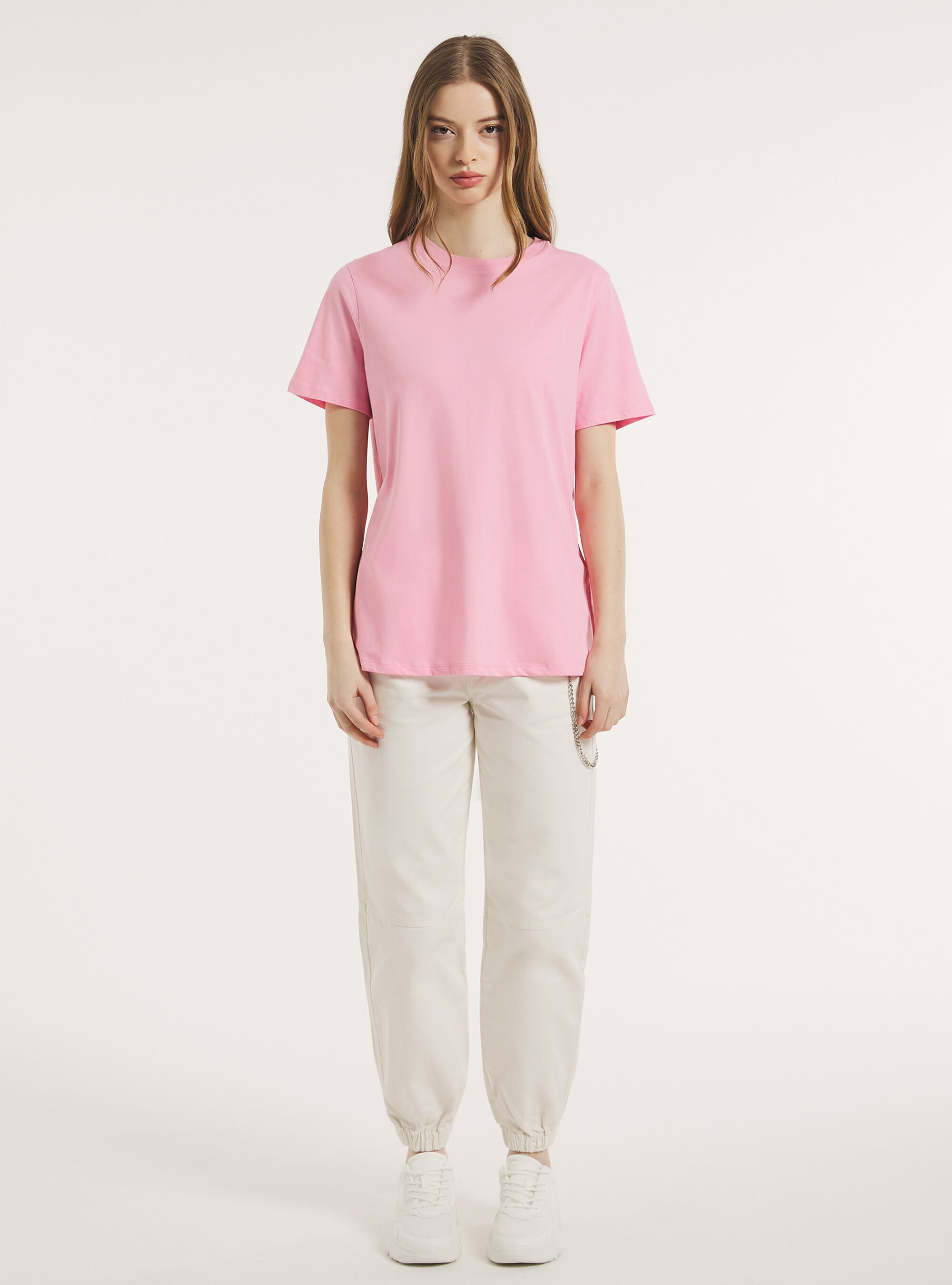 Crew-neck cotton T-shirt, PK2 PINK MEDIUM