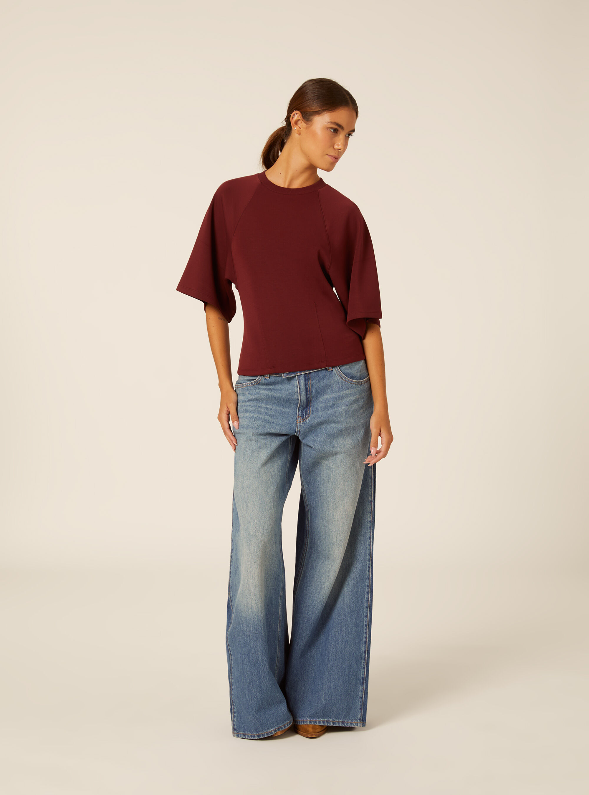 T-shirt soft touch, BO1 BORDEAUX DARK