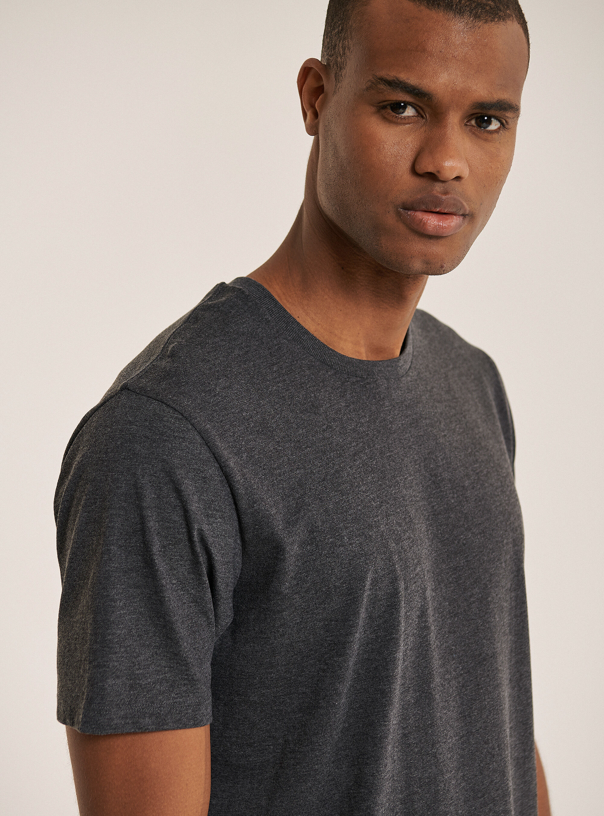 T-shirt basic 100% coton, C135 GREY MELANGE