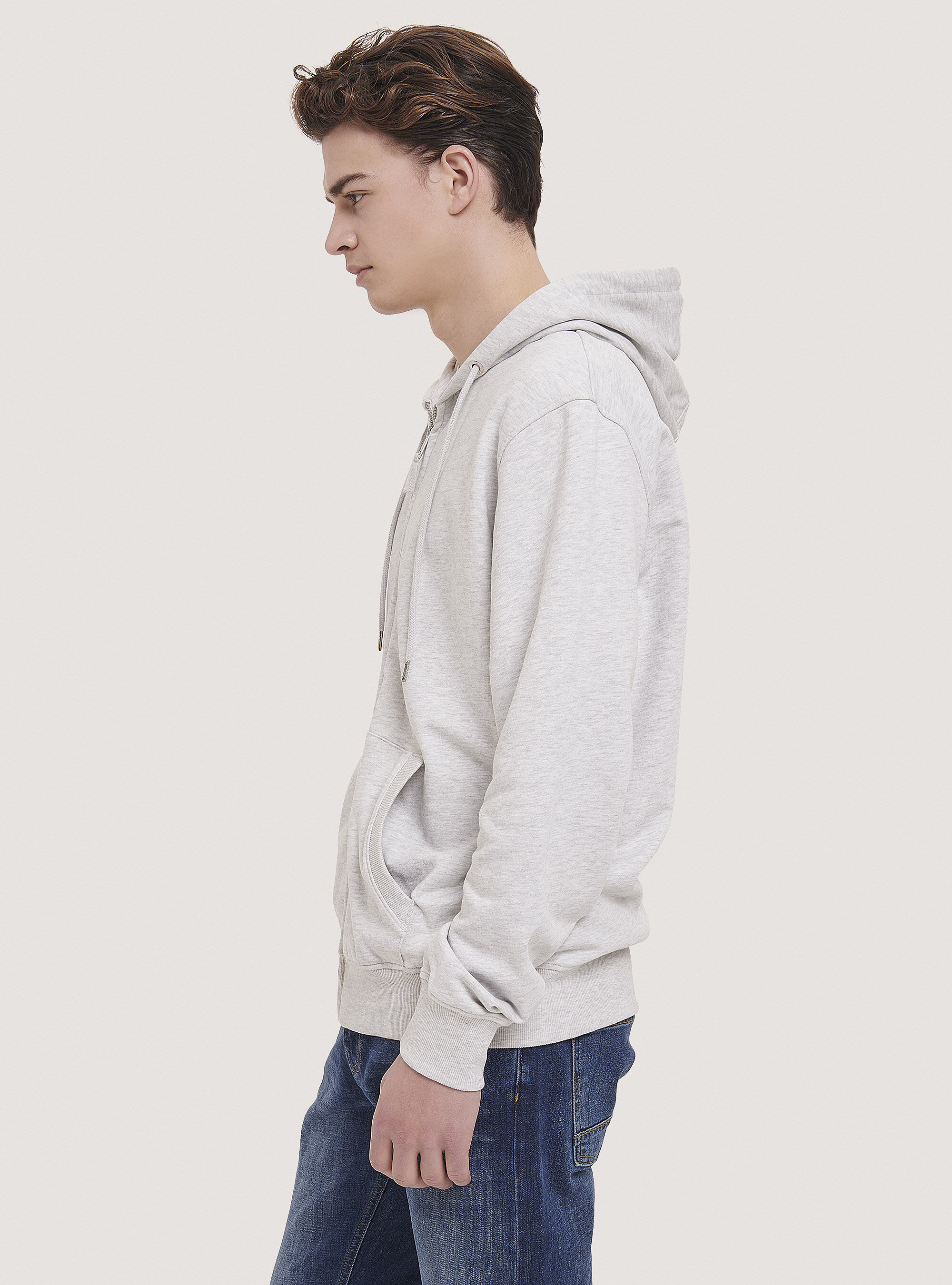 Sweatshirt basique avec capuche en coton, C148 ICE MELANGE