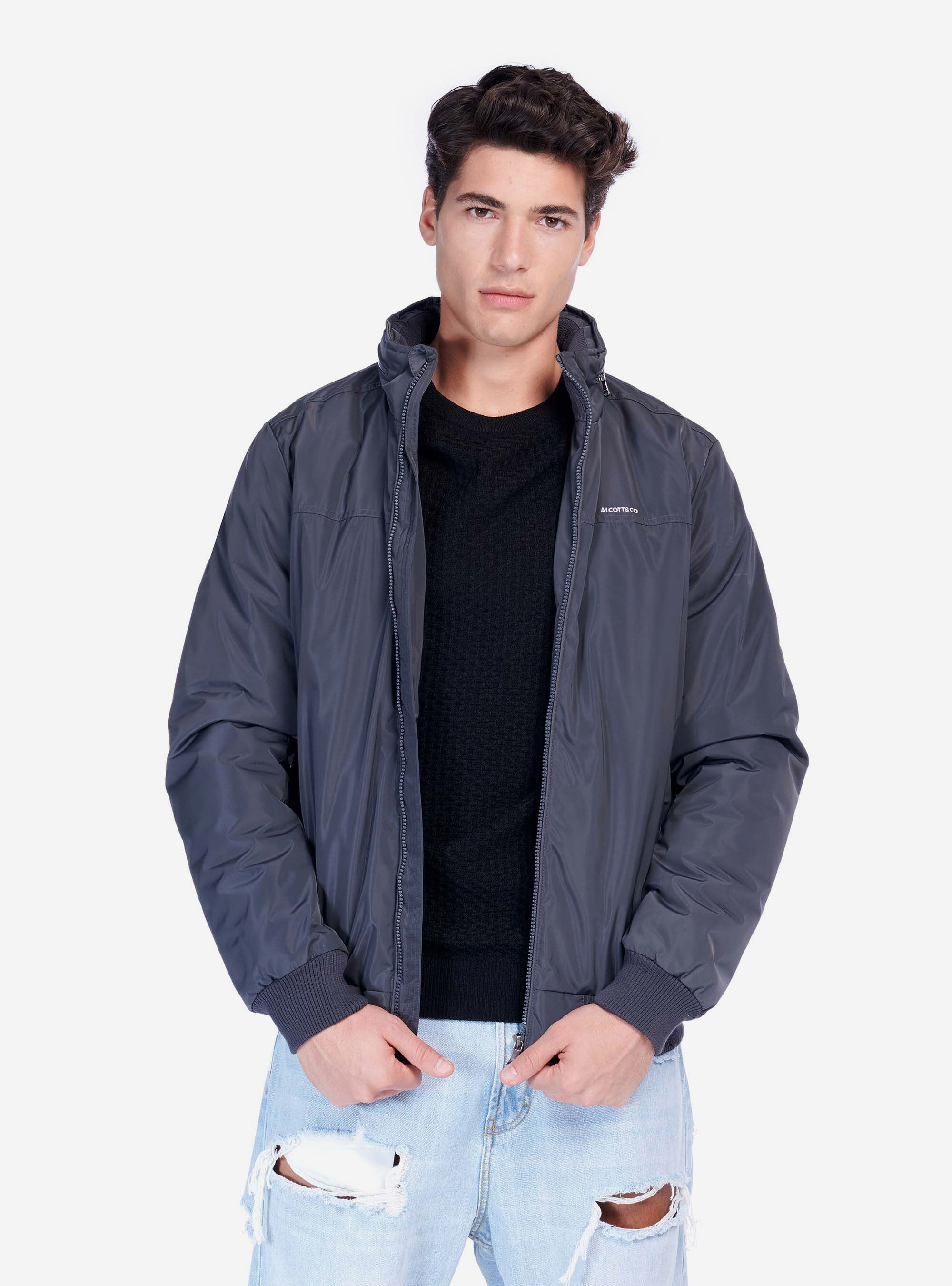Giubbotto bomber basic, GRIGIO