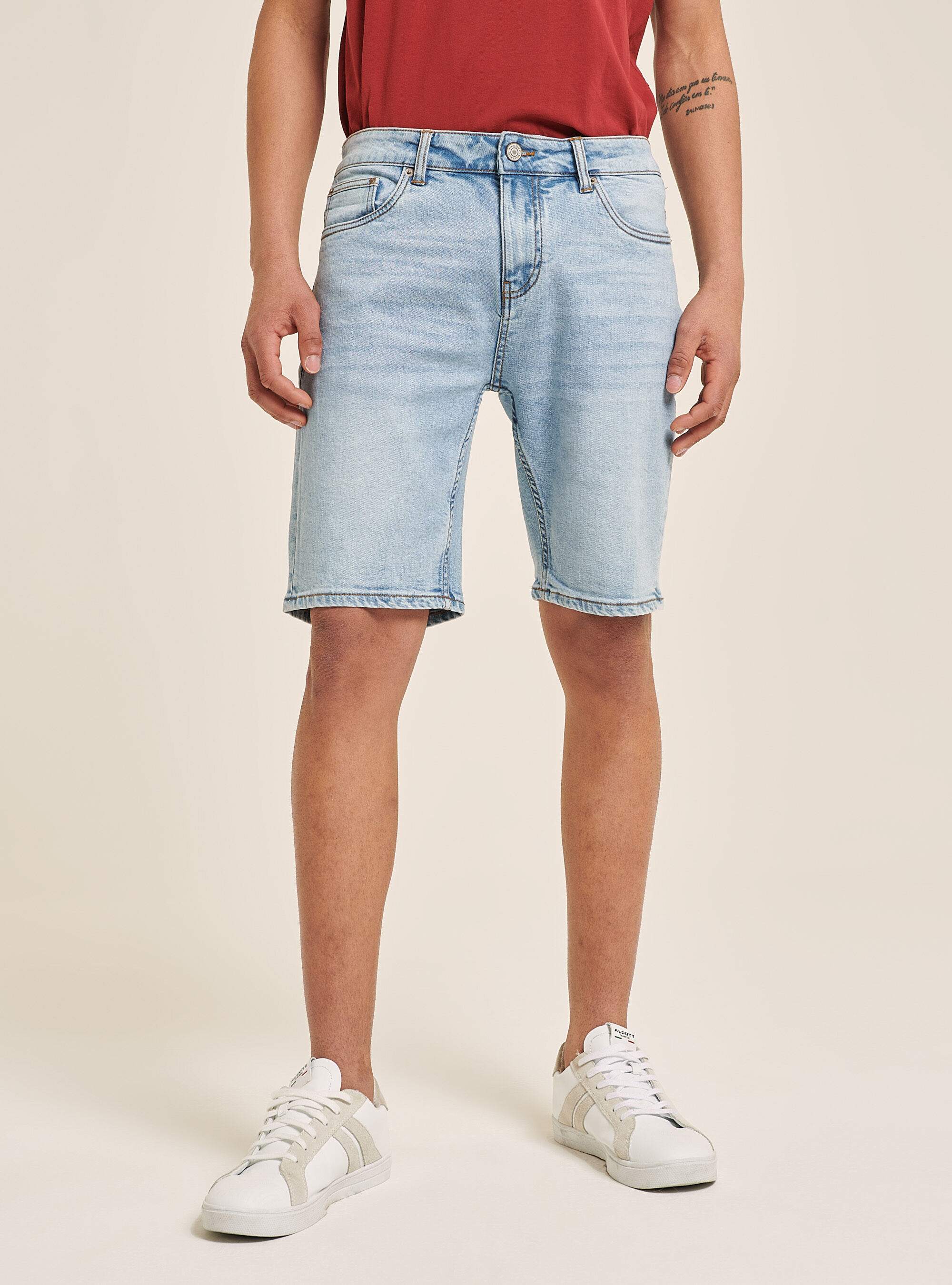 Denim comfort fit shorts bermuda, AZURE
