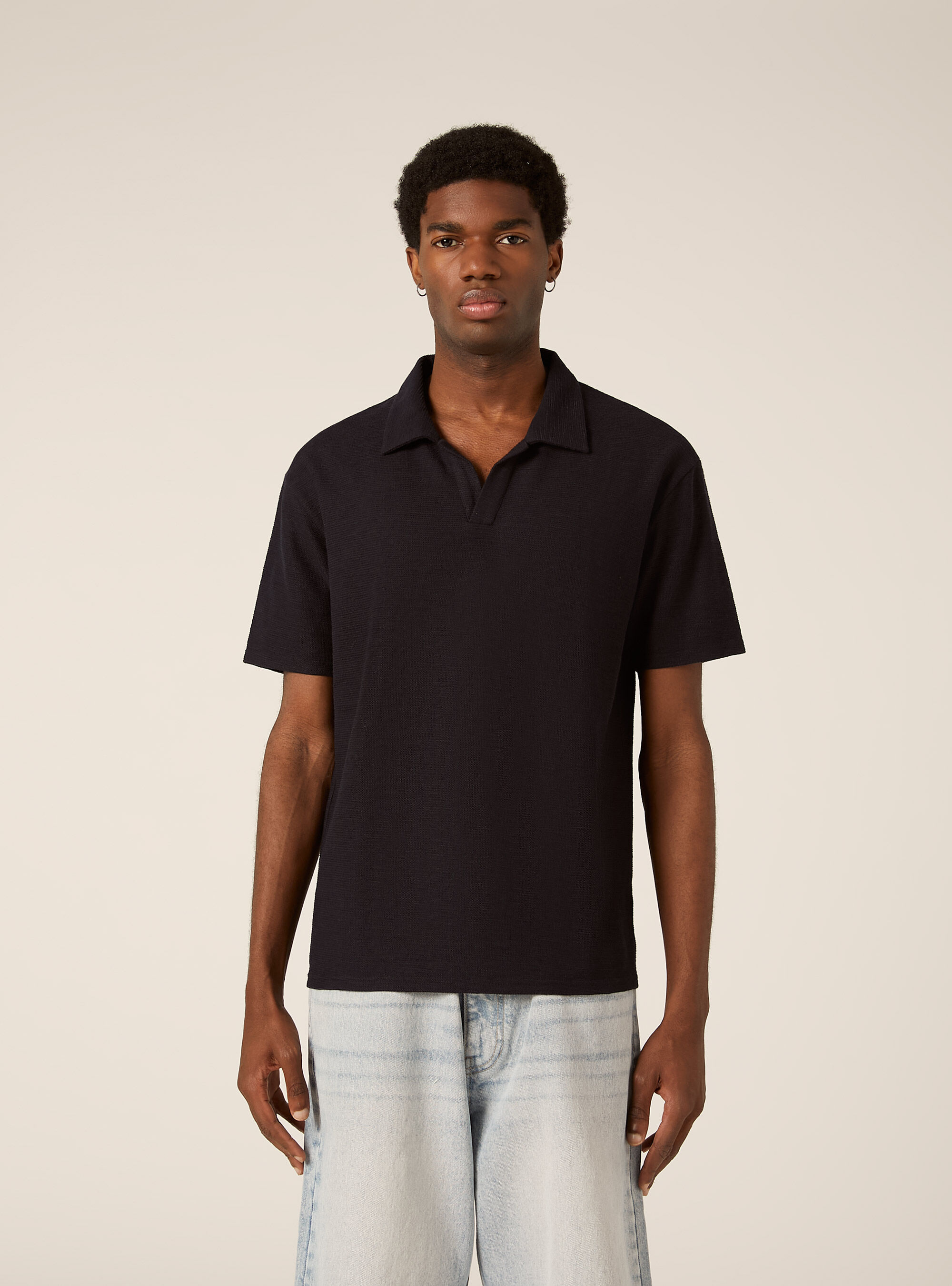 Waffle Knit Polo Shirt, NA1 NAVY DARK