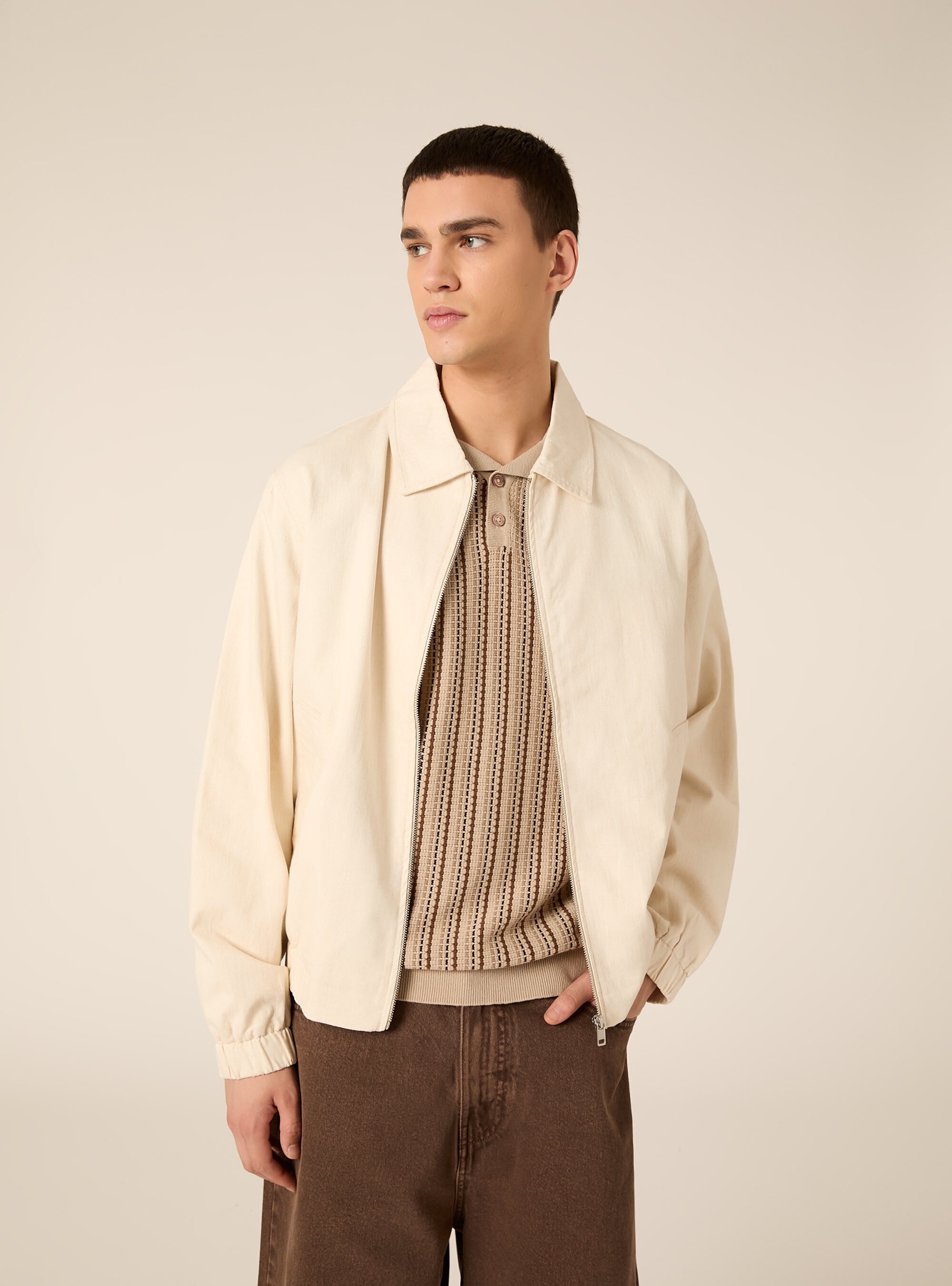Bomber in misto lino regular fit