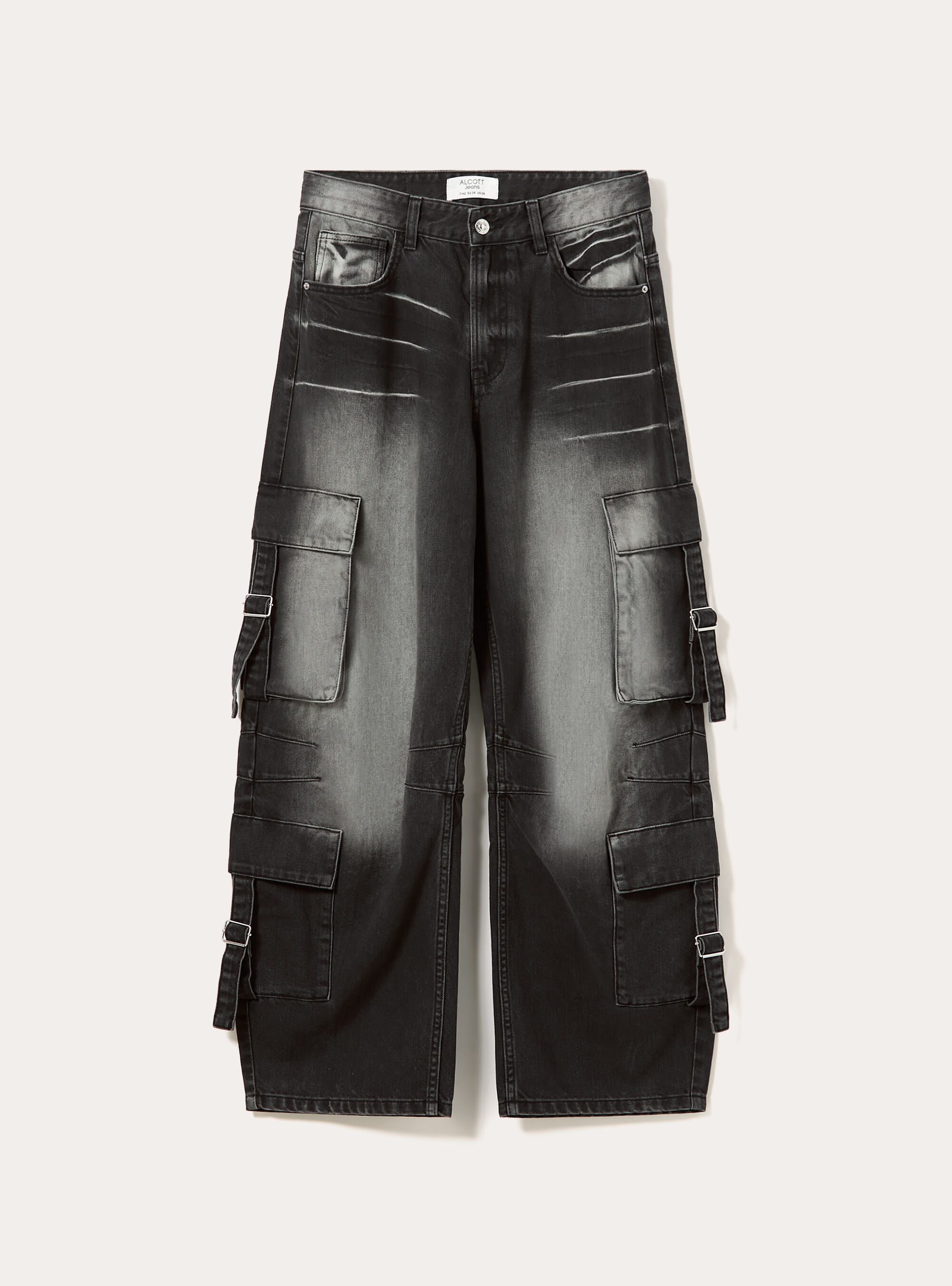 Jeans multicargo, D000 BLACK