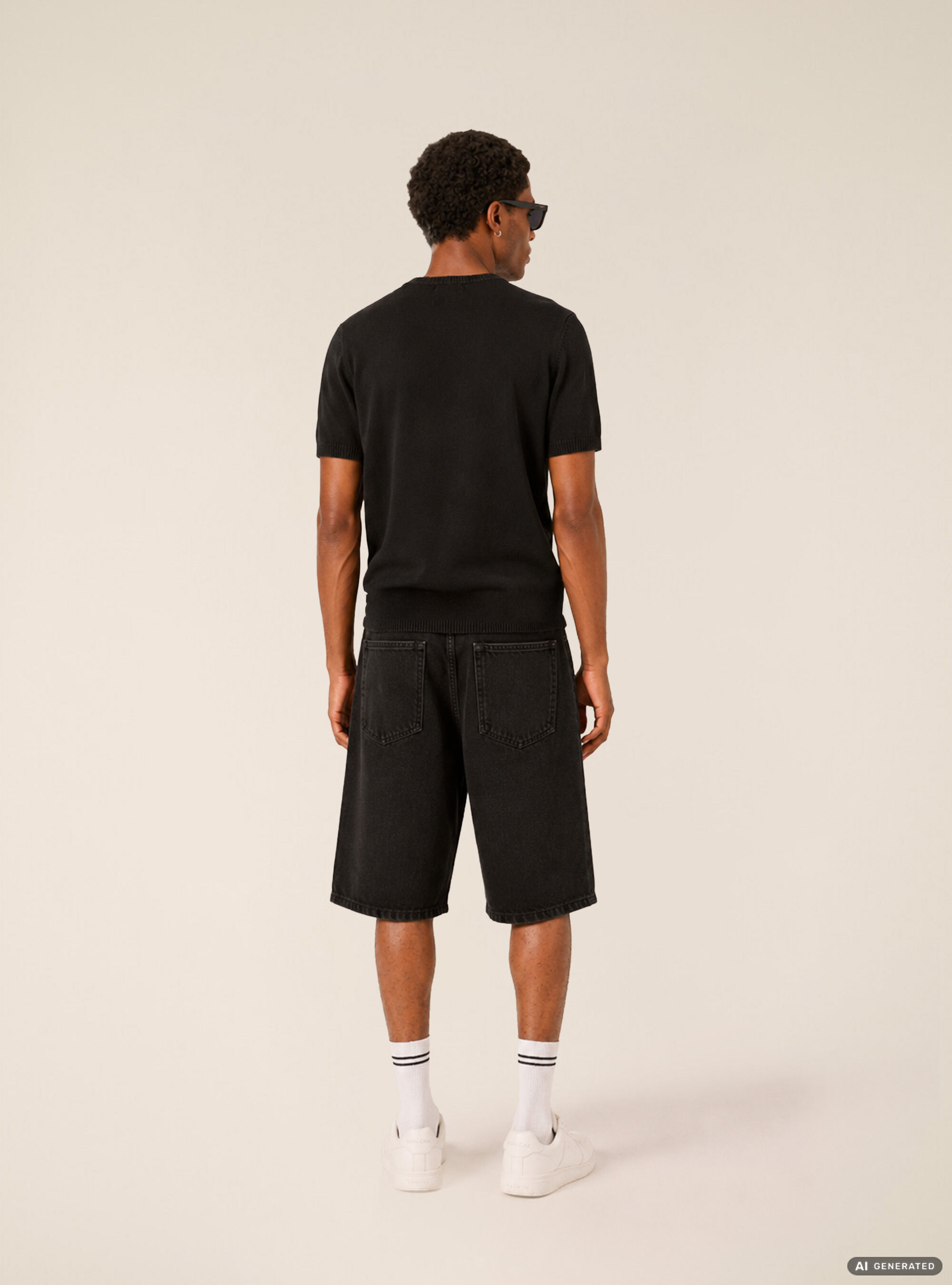 Kurz&auml;rmeliges leichtes Strick-T-Shirt, BK1 BLACK