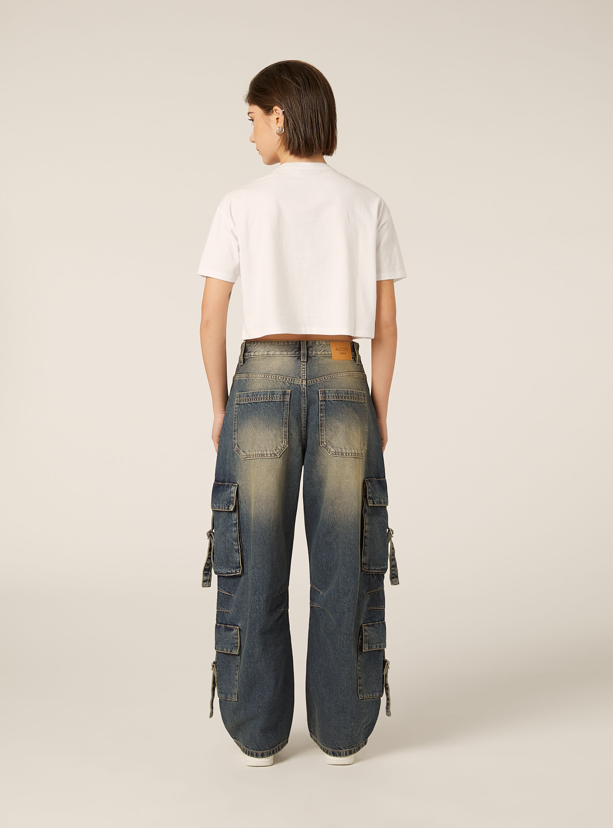 Jeans multicargo, D100 BLUE DARK OVERDYE