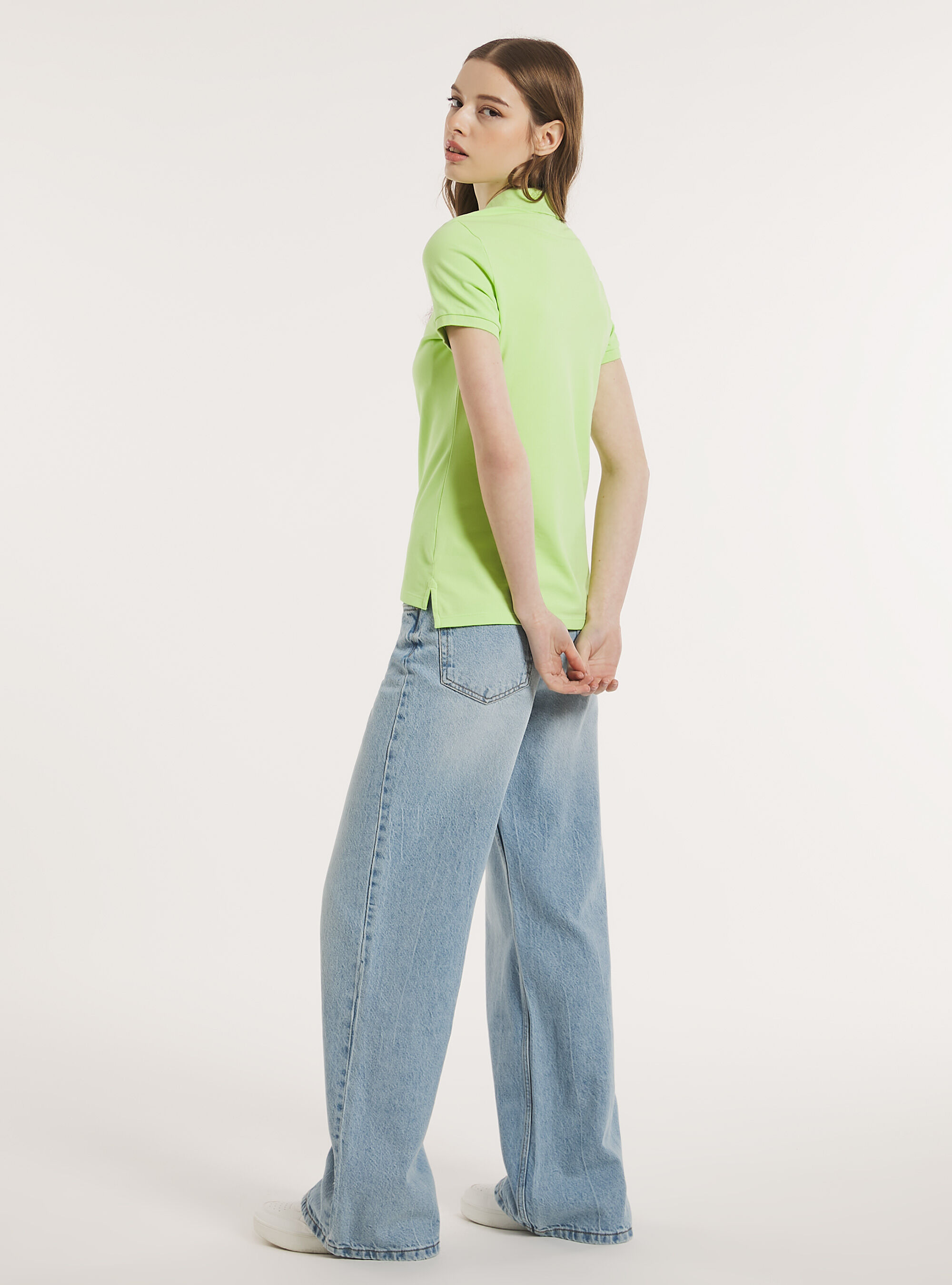 Cotton piqu&eacute; polo shirt with embroidery, LI3 LIME LIGHT