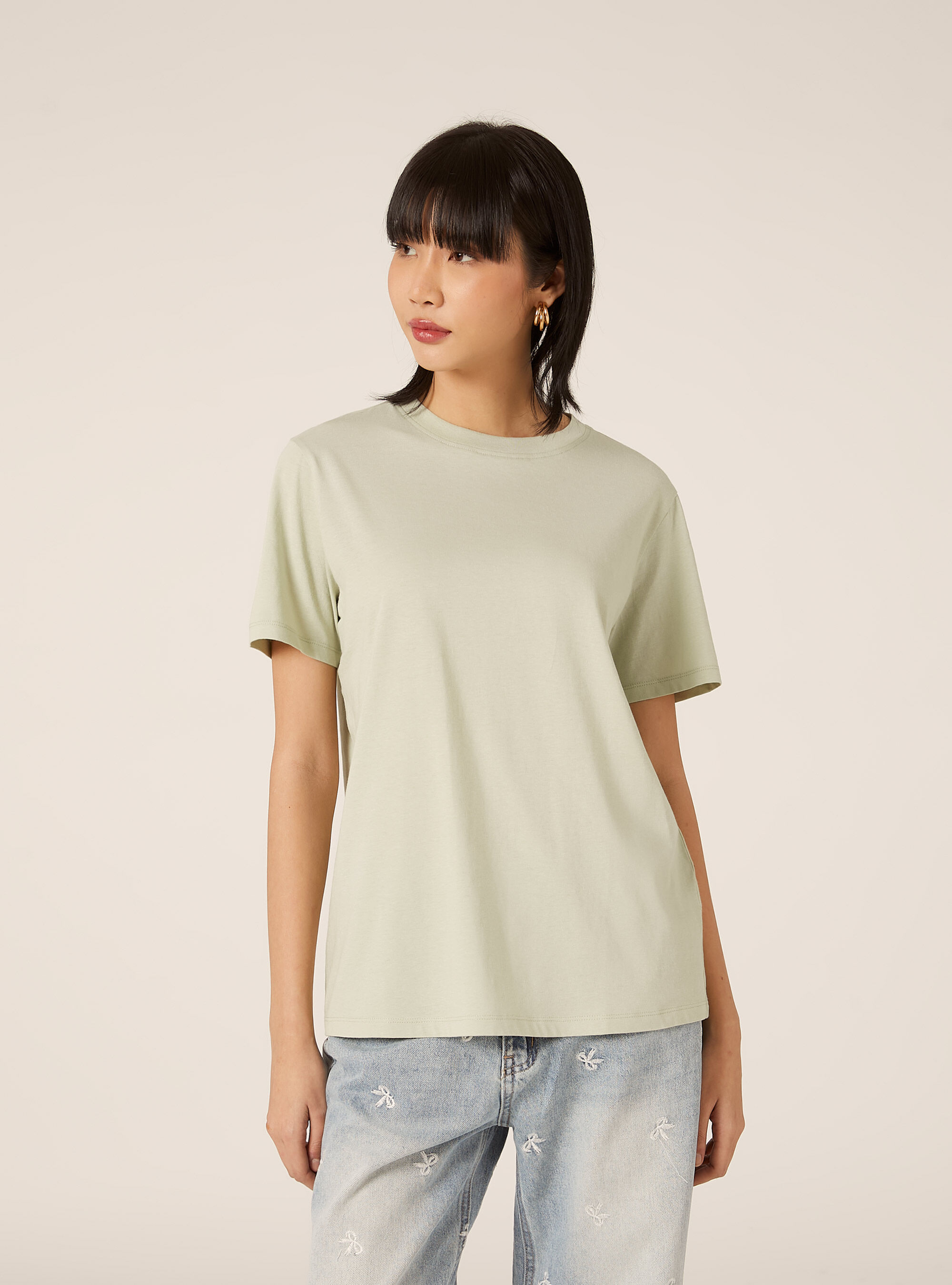 Cotton crew neck T-shirt, SG3 SAGE LIGHT