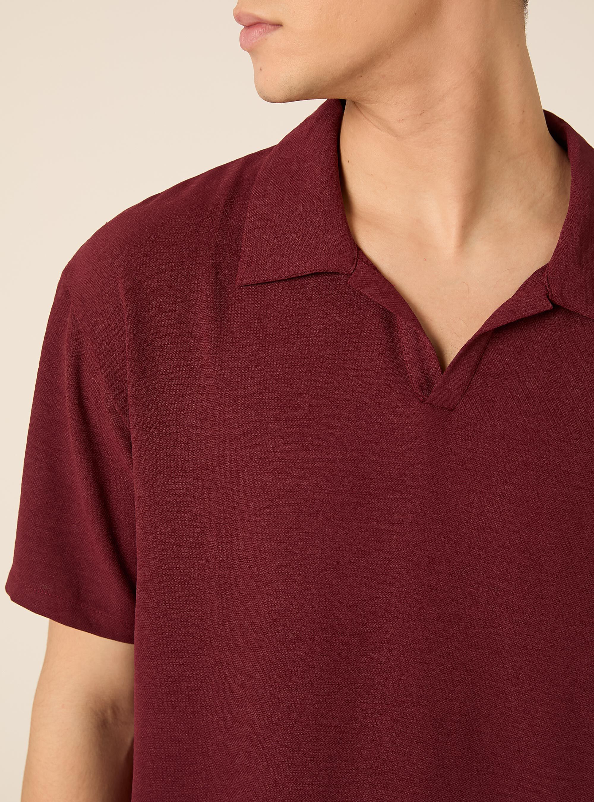 Polo basica in crepe, BO2 BORDEAUX MEDIUM