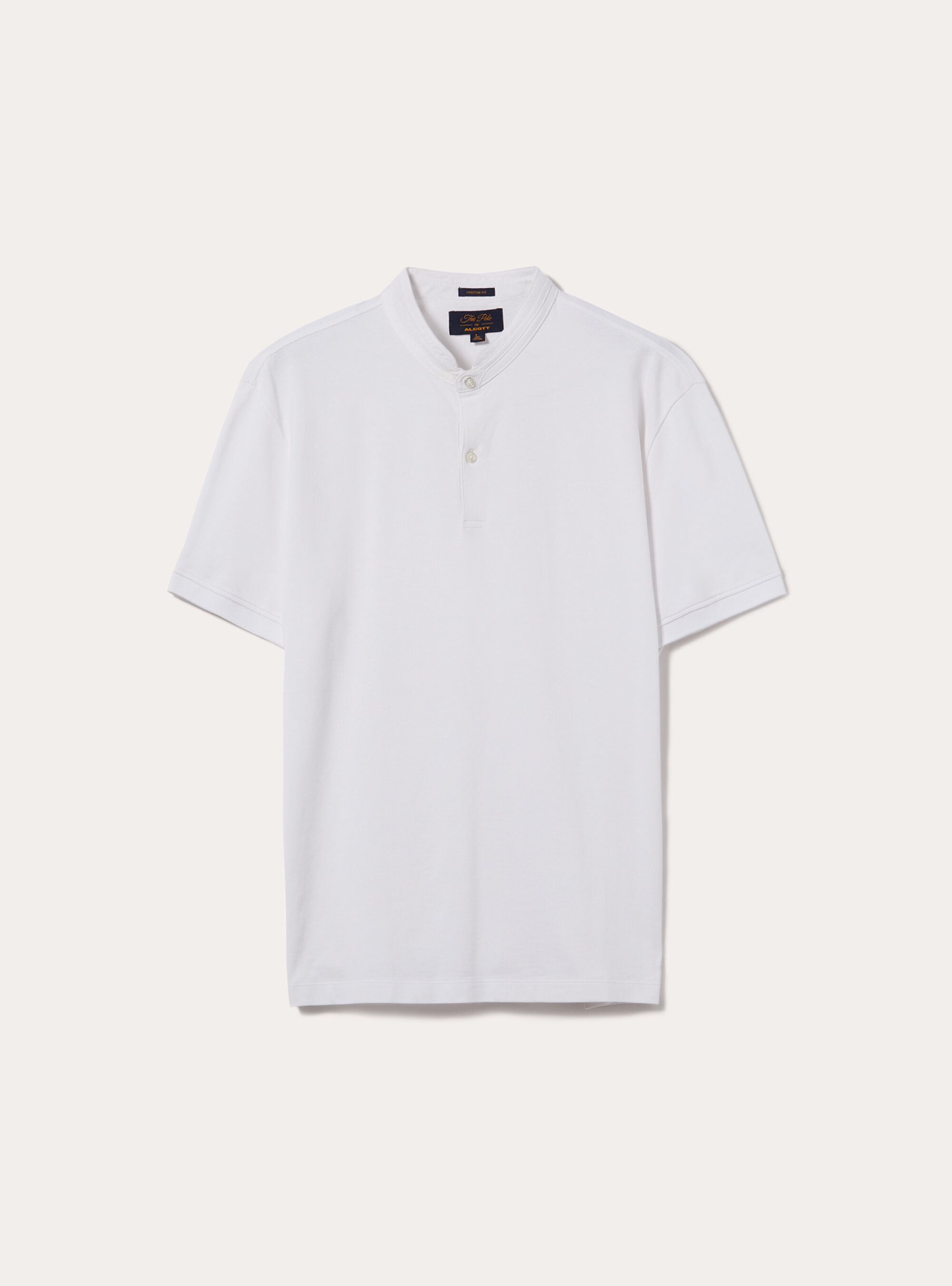 Mandarin Collar Cotton Polo Shirt, WH3 WHITE