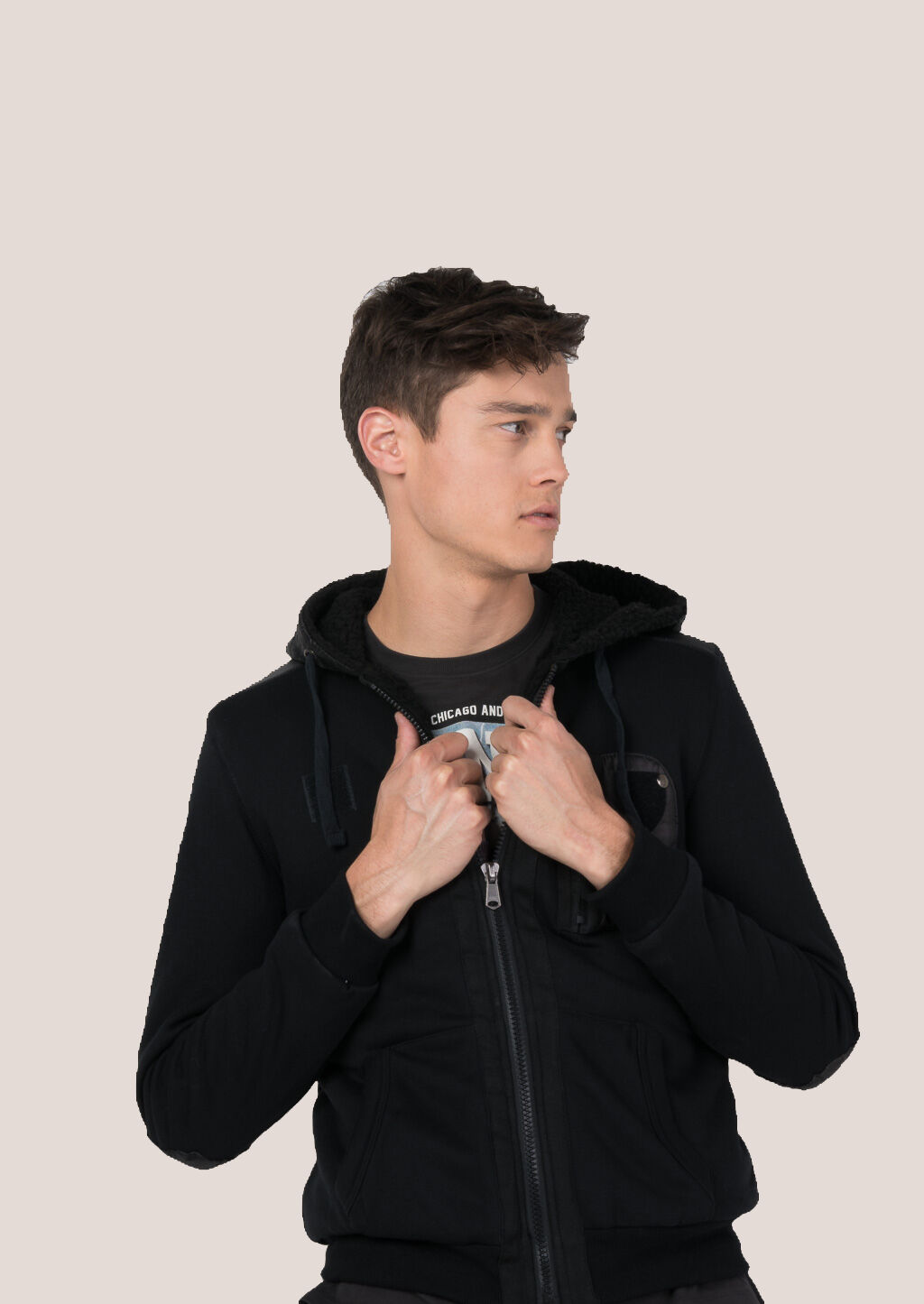 Felpa con zip e cappuccio