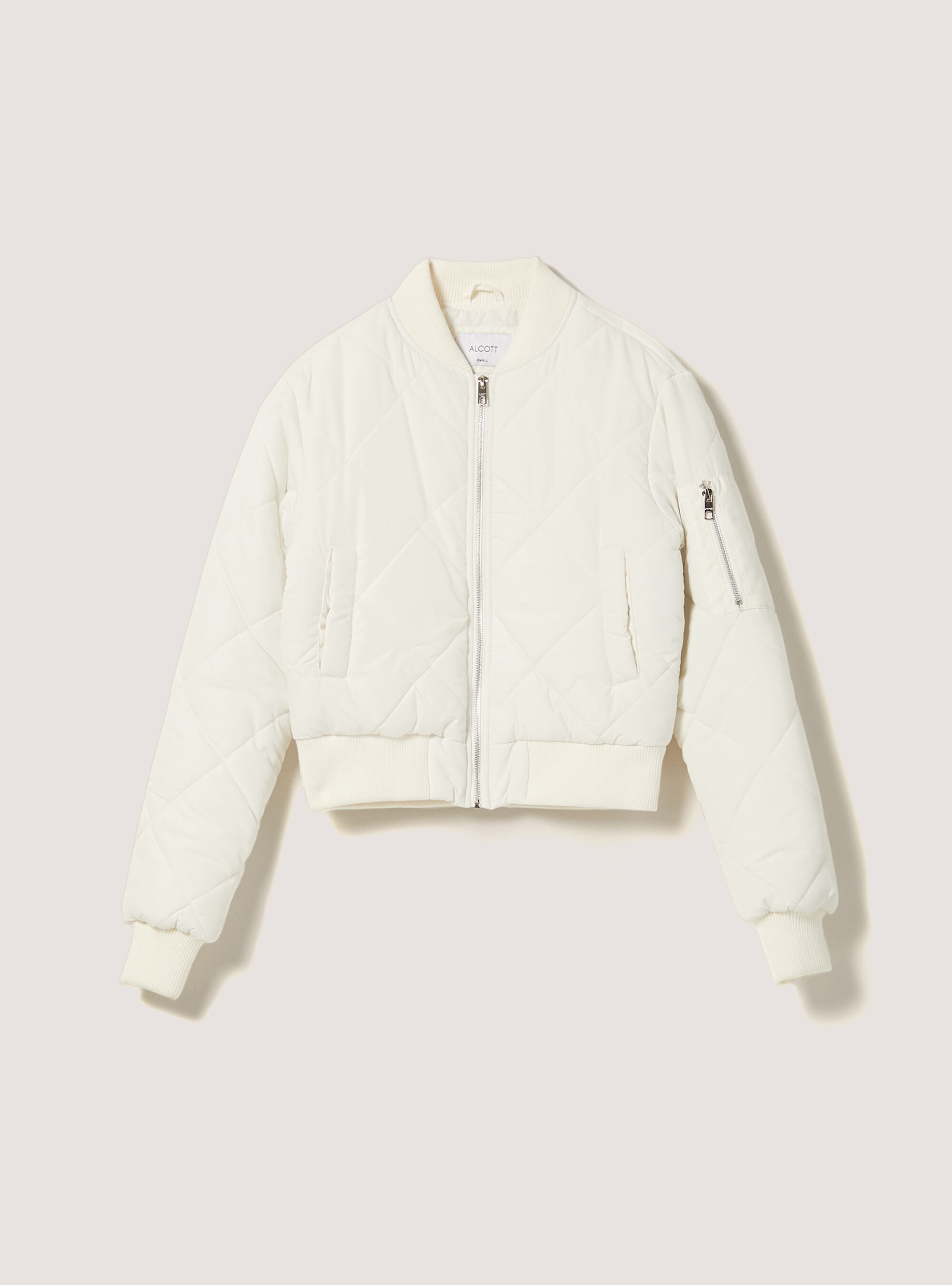 Cropped bomber jacket with recycled padding, WH2 WHITE