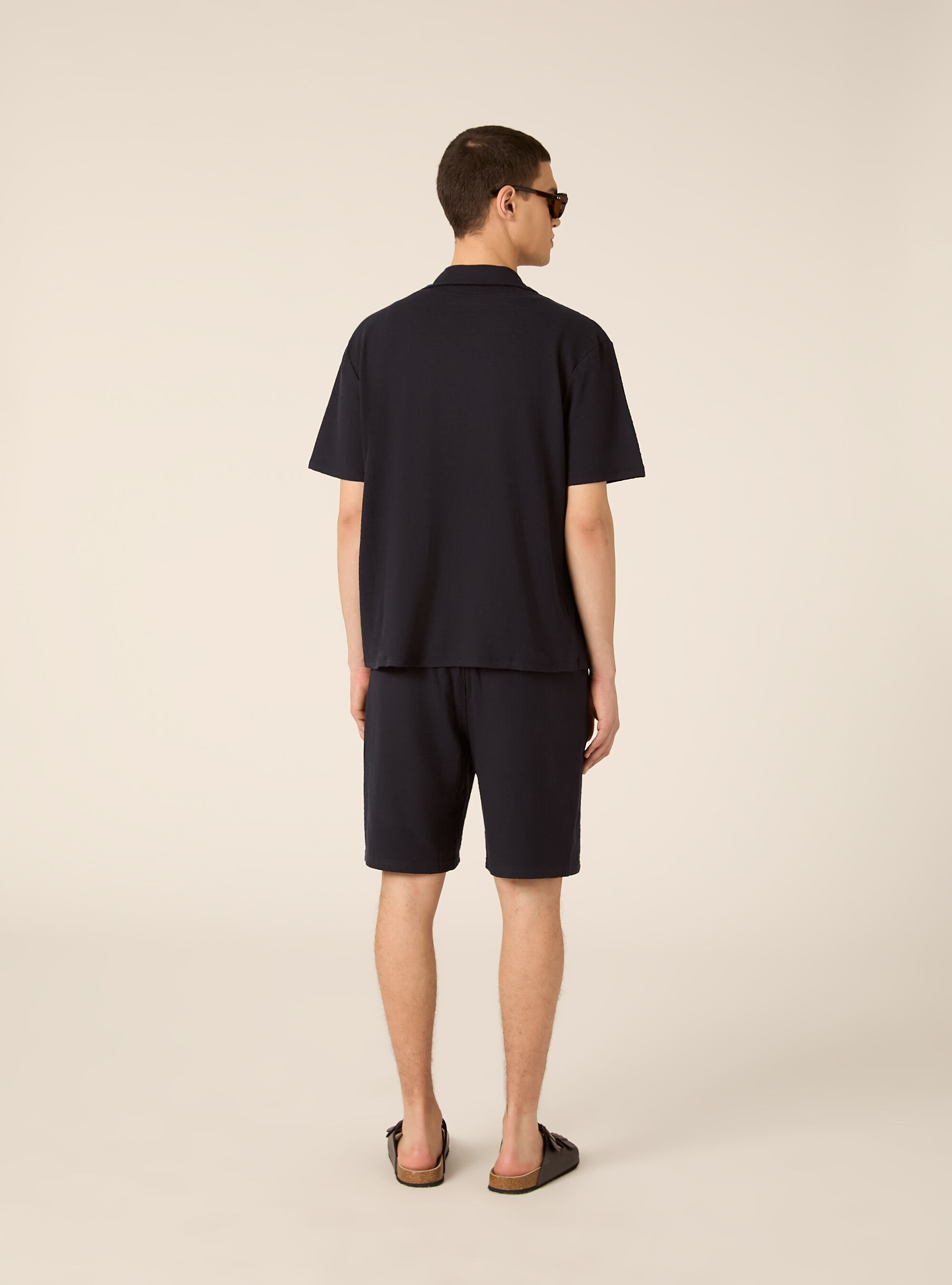 Bermuda in jersey texture regular fit, NA1 NAVY DARK