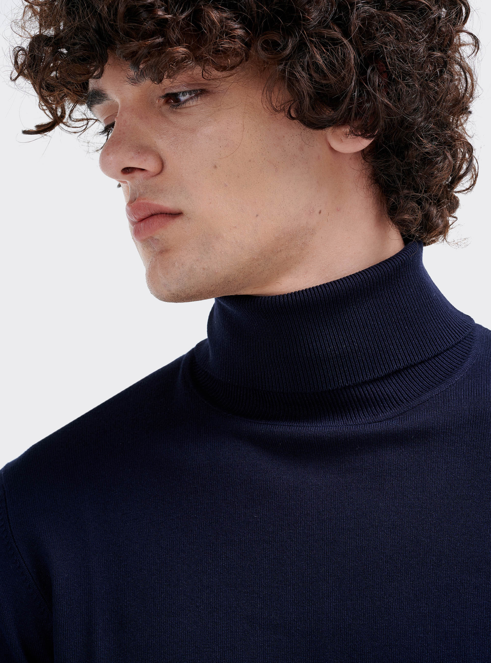 Pullover Basic col roul&eacute;, C210 BLUE NAVY