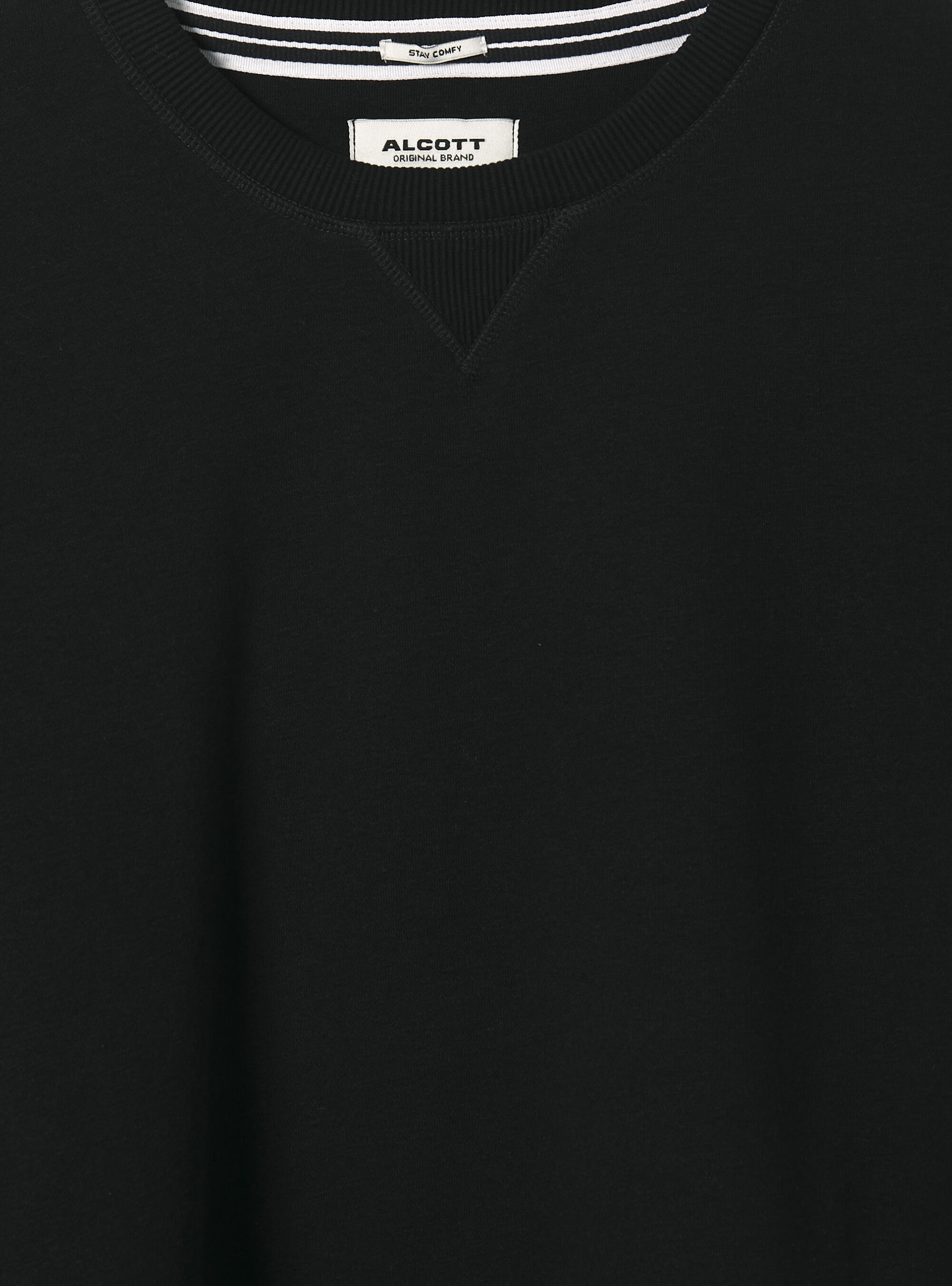 Sudadera de cuello redondo de color liso, BK1 BLACK