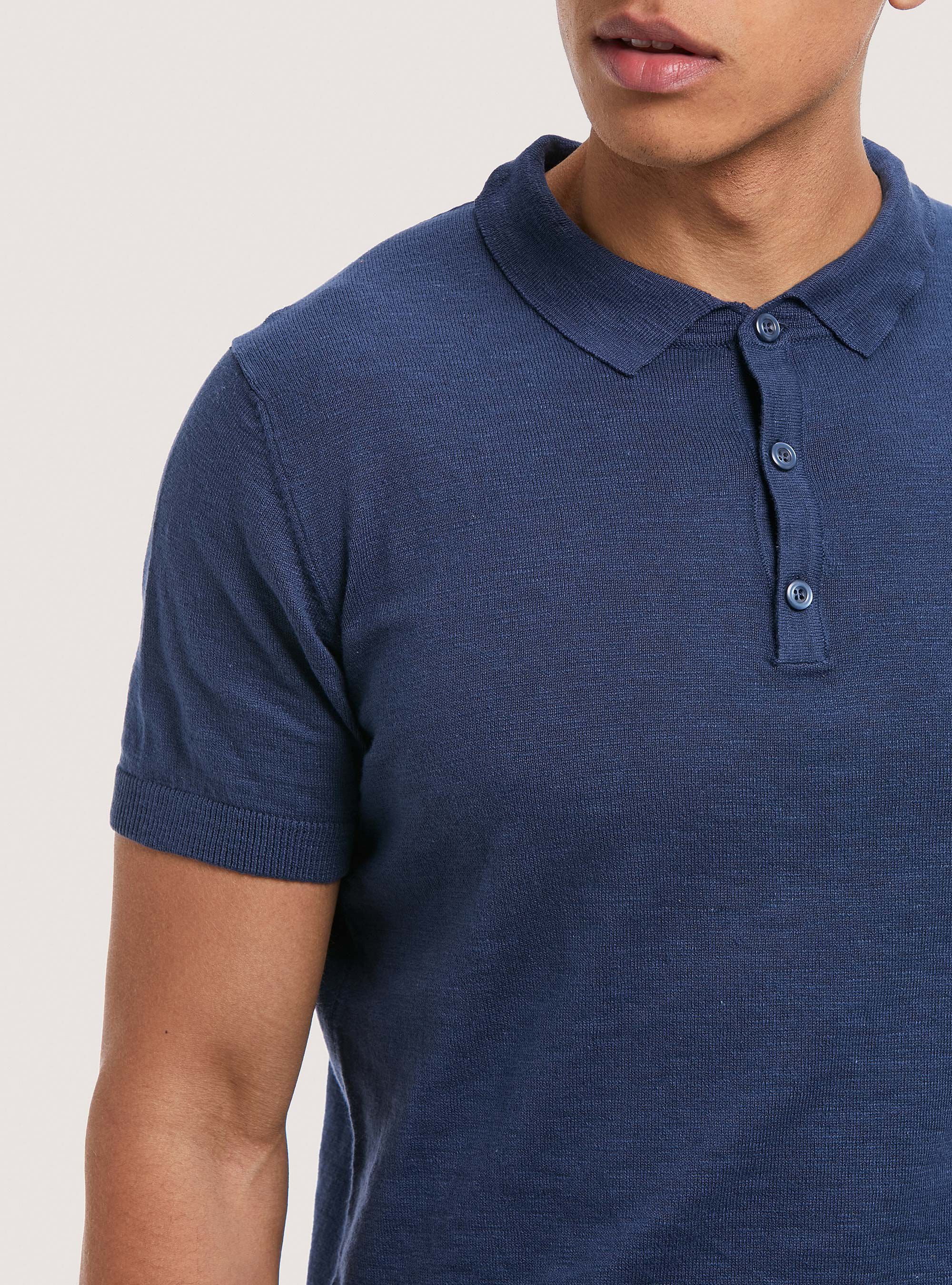Solid colour polo pullover, C2201 BLUE