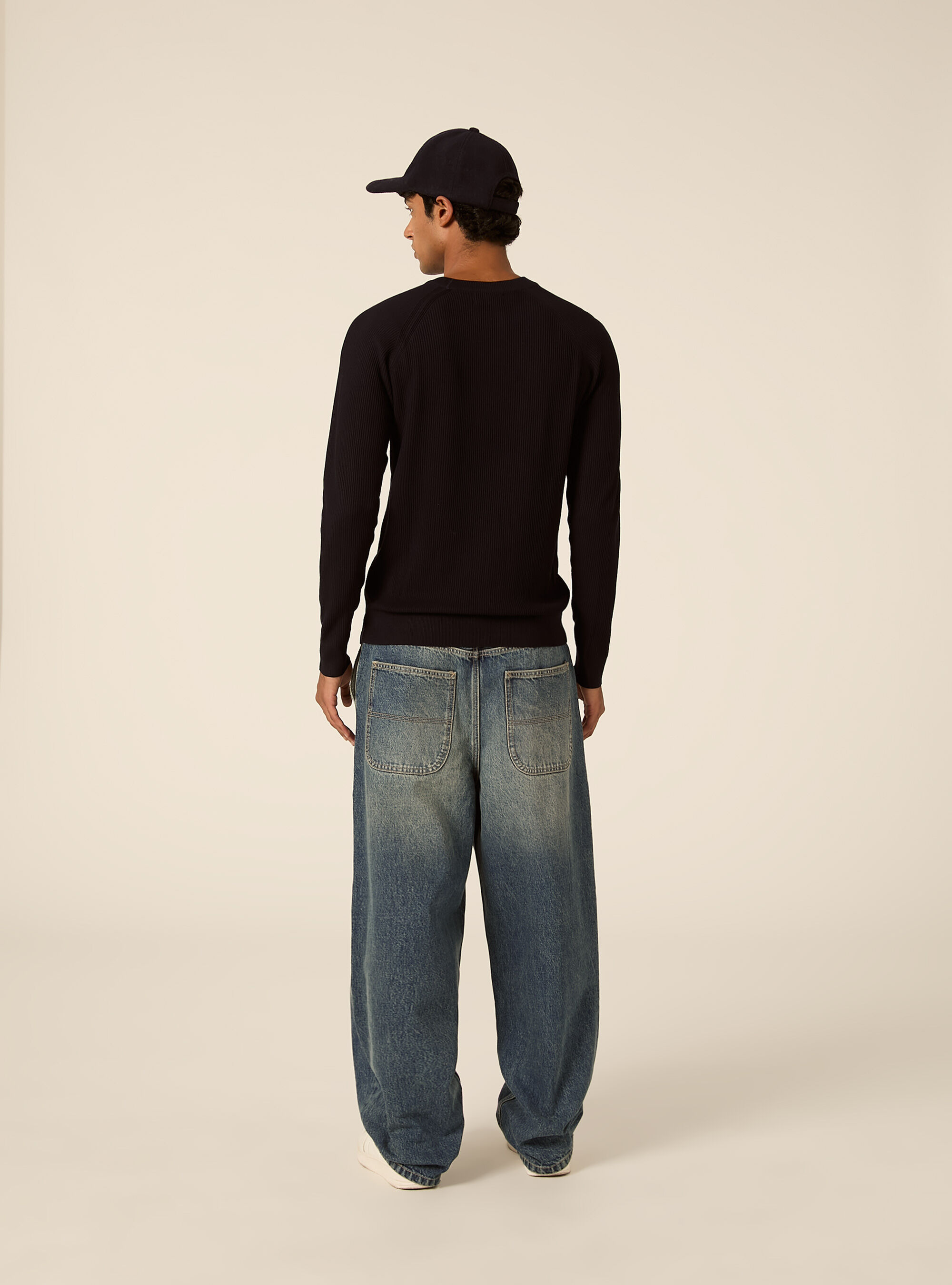 Maglia girocollo in misto cotone regular fit, NA1 NAVY DARK