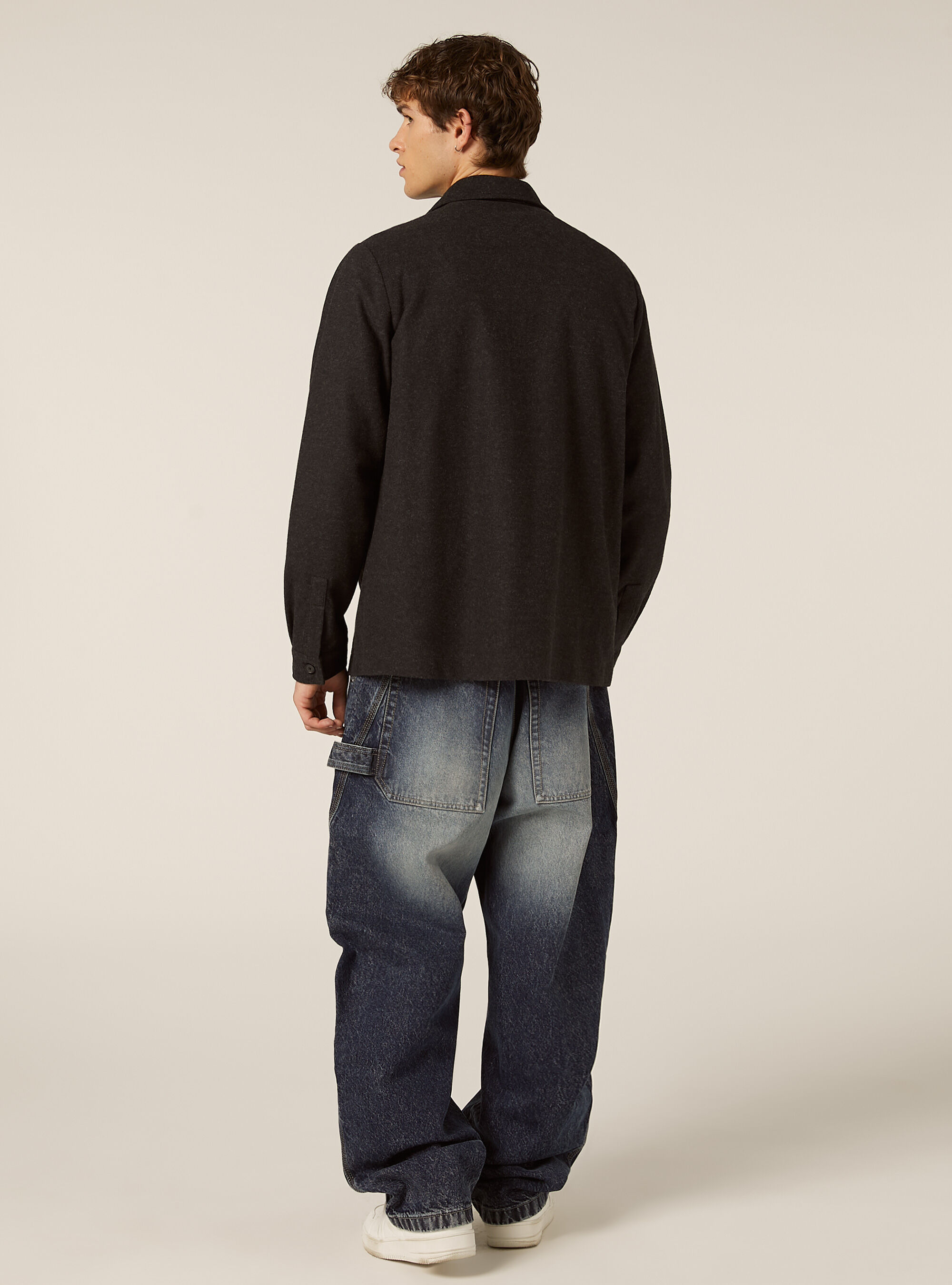 Chemise &agrave; grandes poches effet flanelle, MGY1 GREY MEL DARK