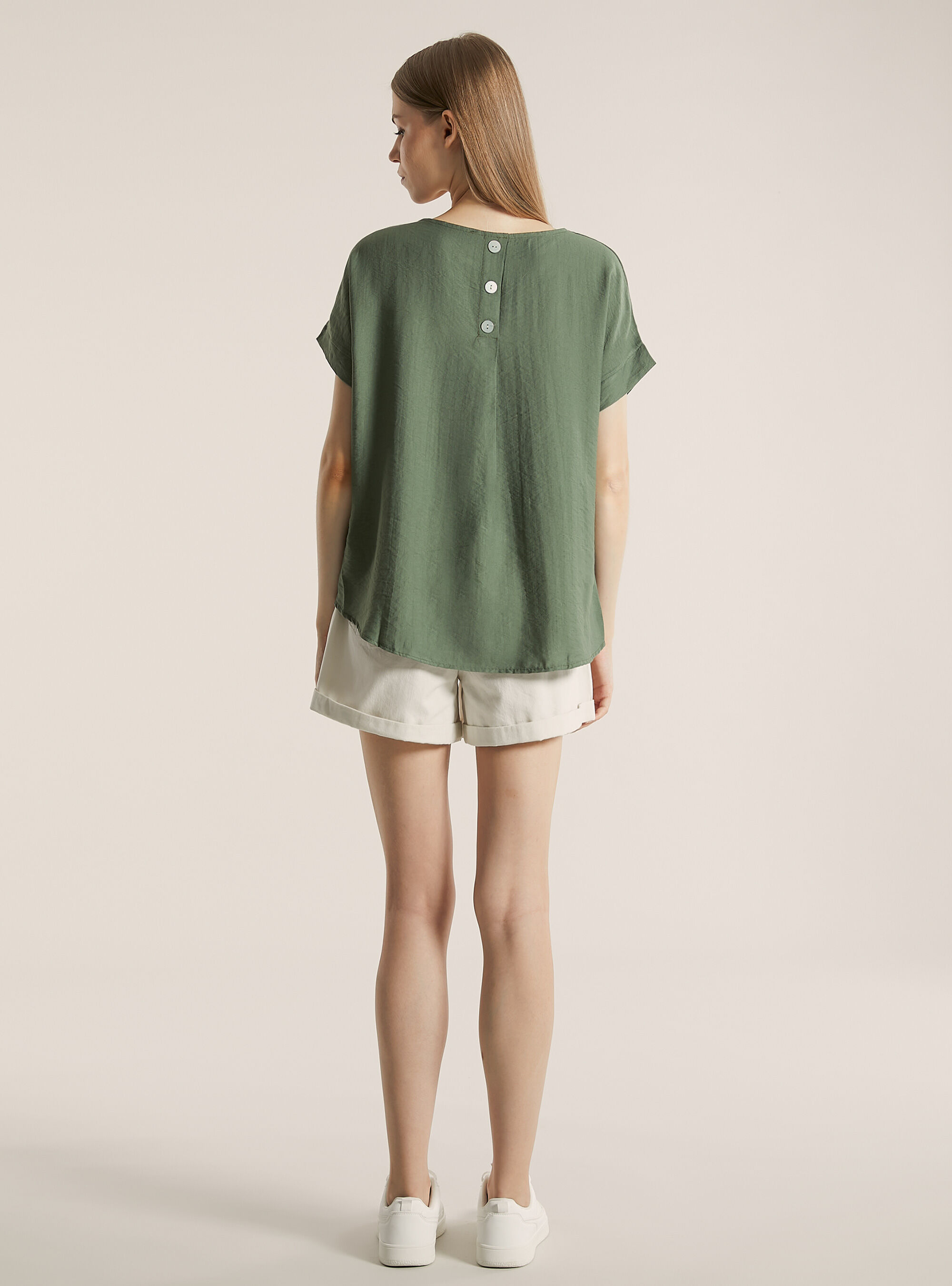 Blusa in cannet&eacute; in tinta unita, KY2 KAKY MEDIUM