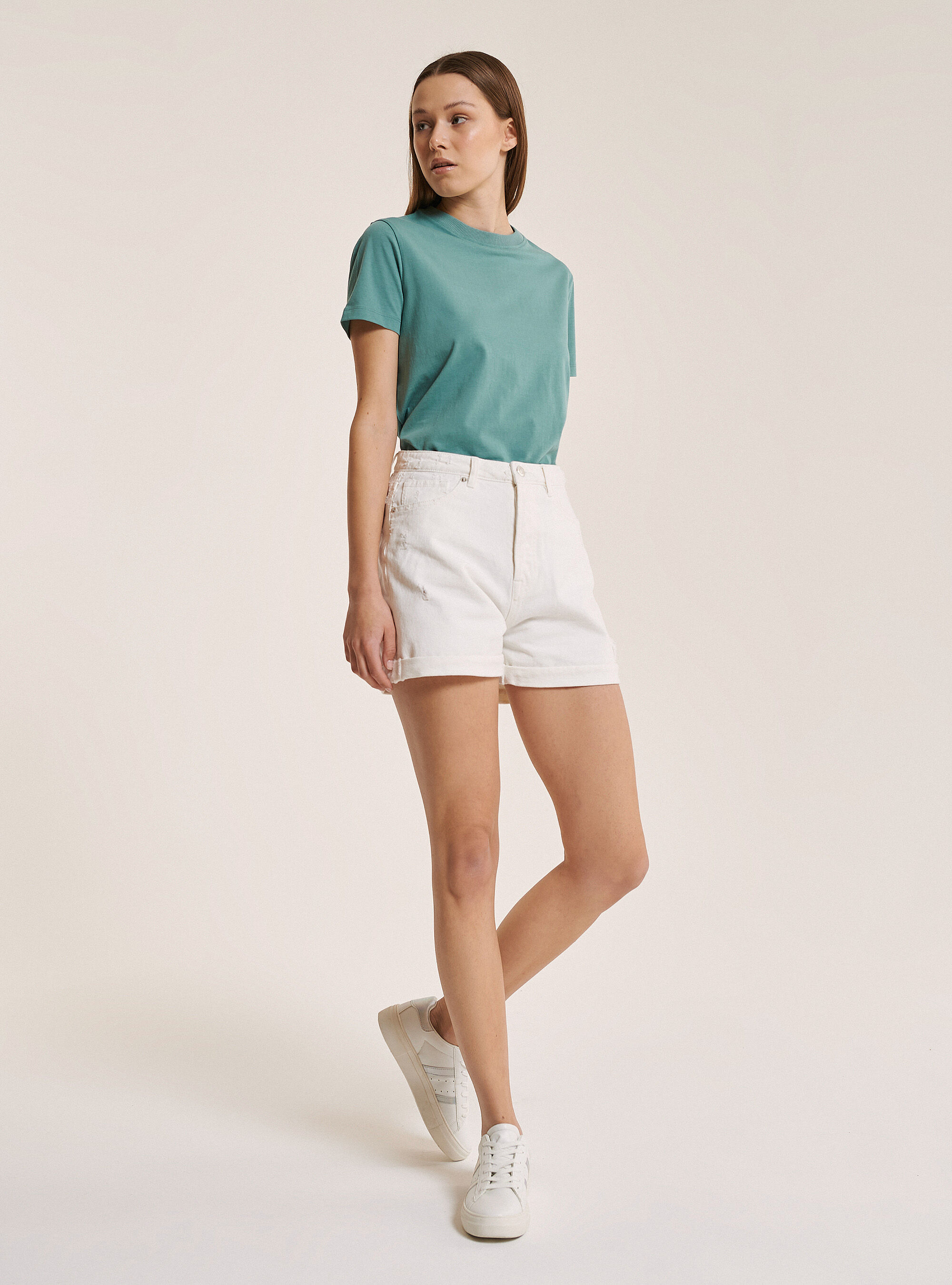 Denim mom fit shorts