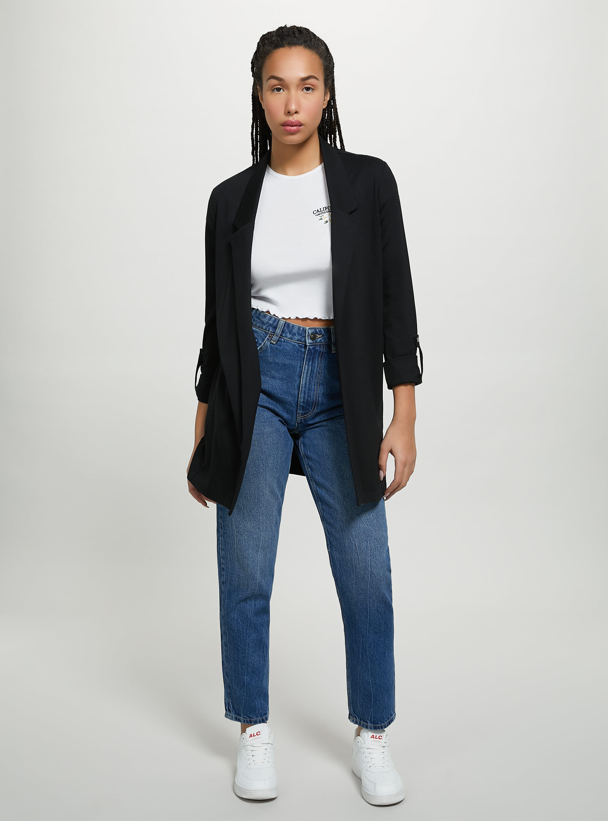 Americana larga lisa, BK1 BLACK