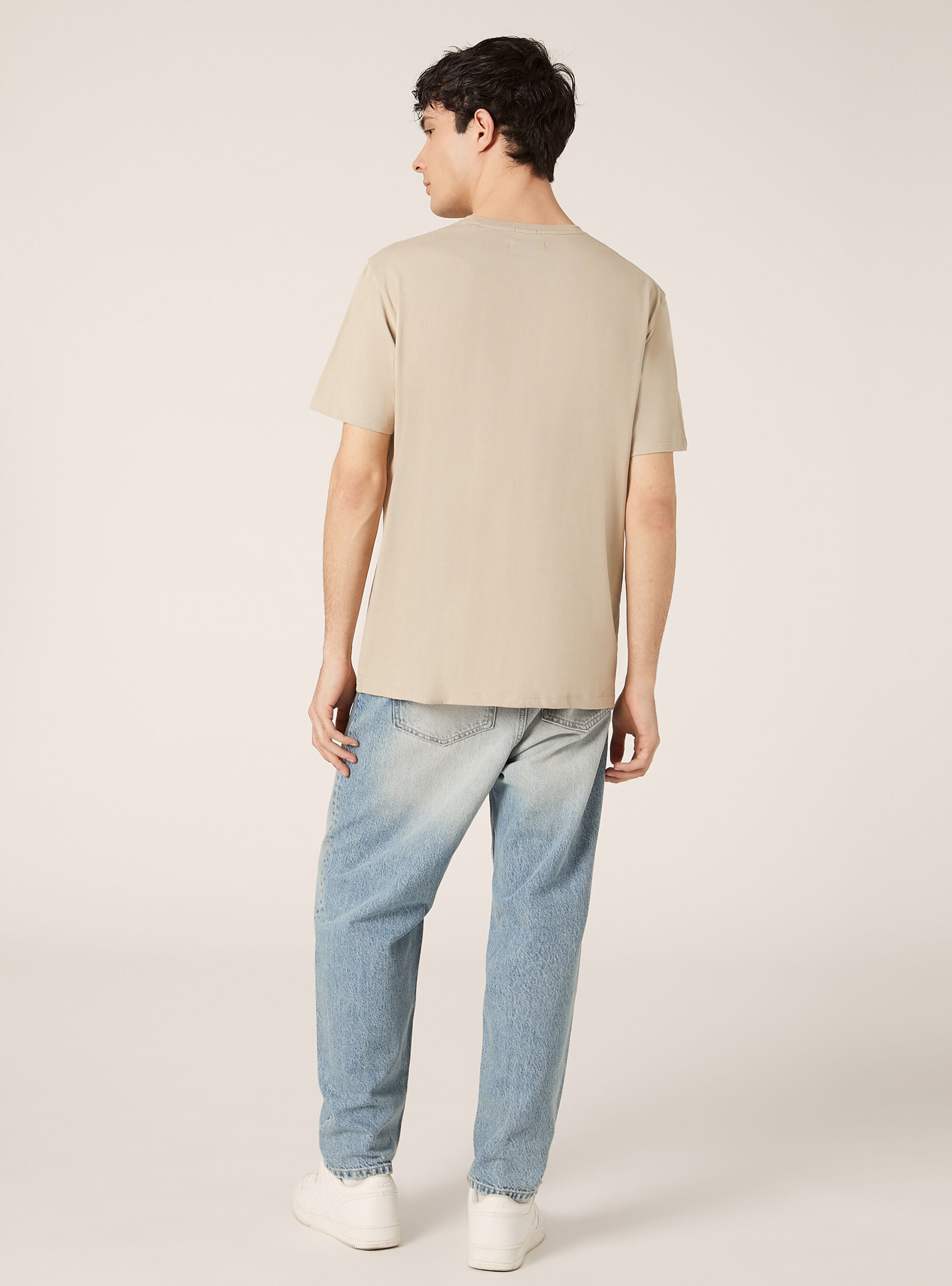 Camiseta de algod&oacute;n con cuello redondo, BG2 BEIGE MEDIUM