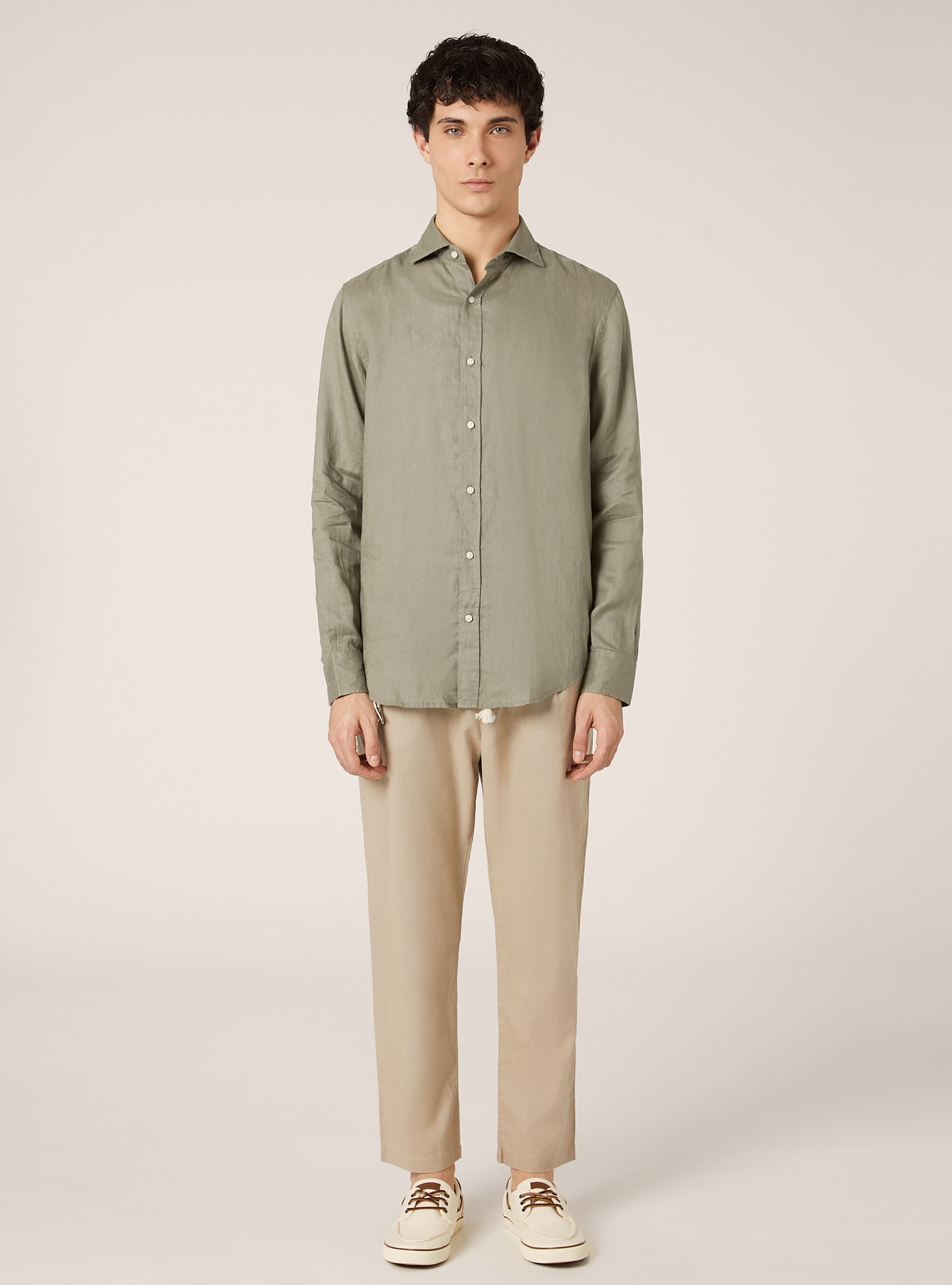 Camicia in puro lino a maniche lunghe, KY2 KAKY MEDIUM