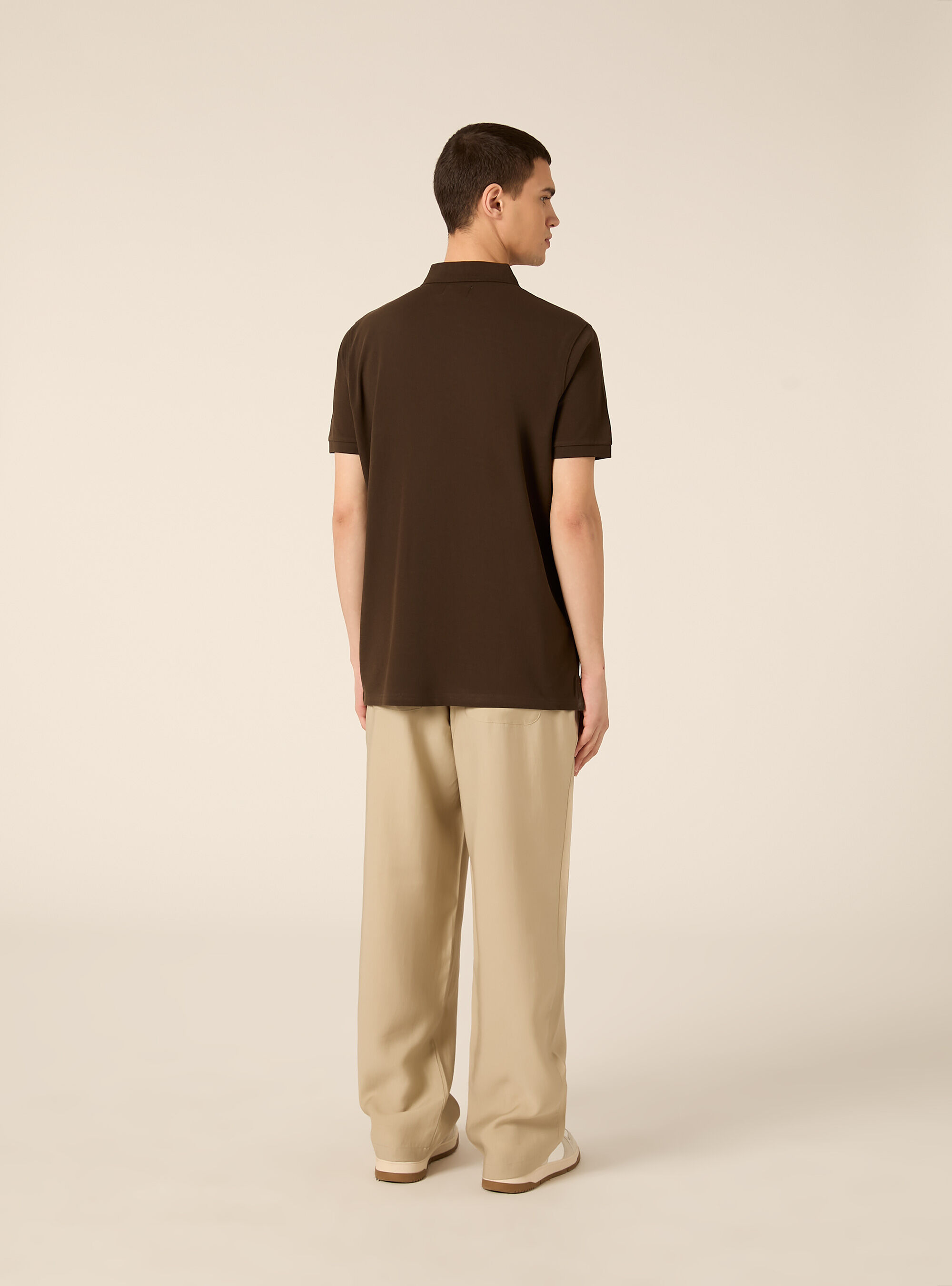 Polo de piqu&eacute; de algod&oacute;n con bordado, BR1 BROWN DARK